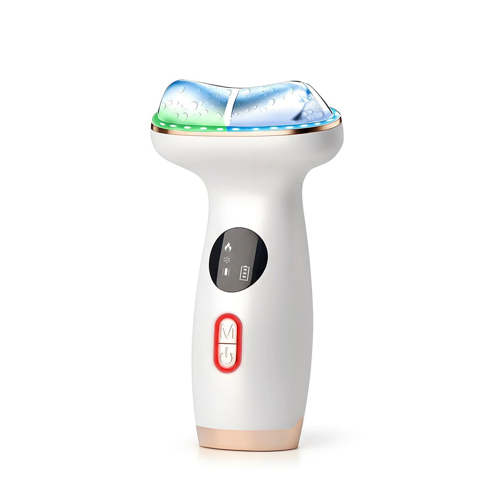 Tekoo Gesichtsmassagegerät 7-in-1 LED-Lichttherapie, Anti-Aging mit Wärme & Kälte, Auto-Abschaltung, Ergo V-Aufsatz, Zinklegierung