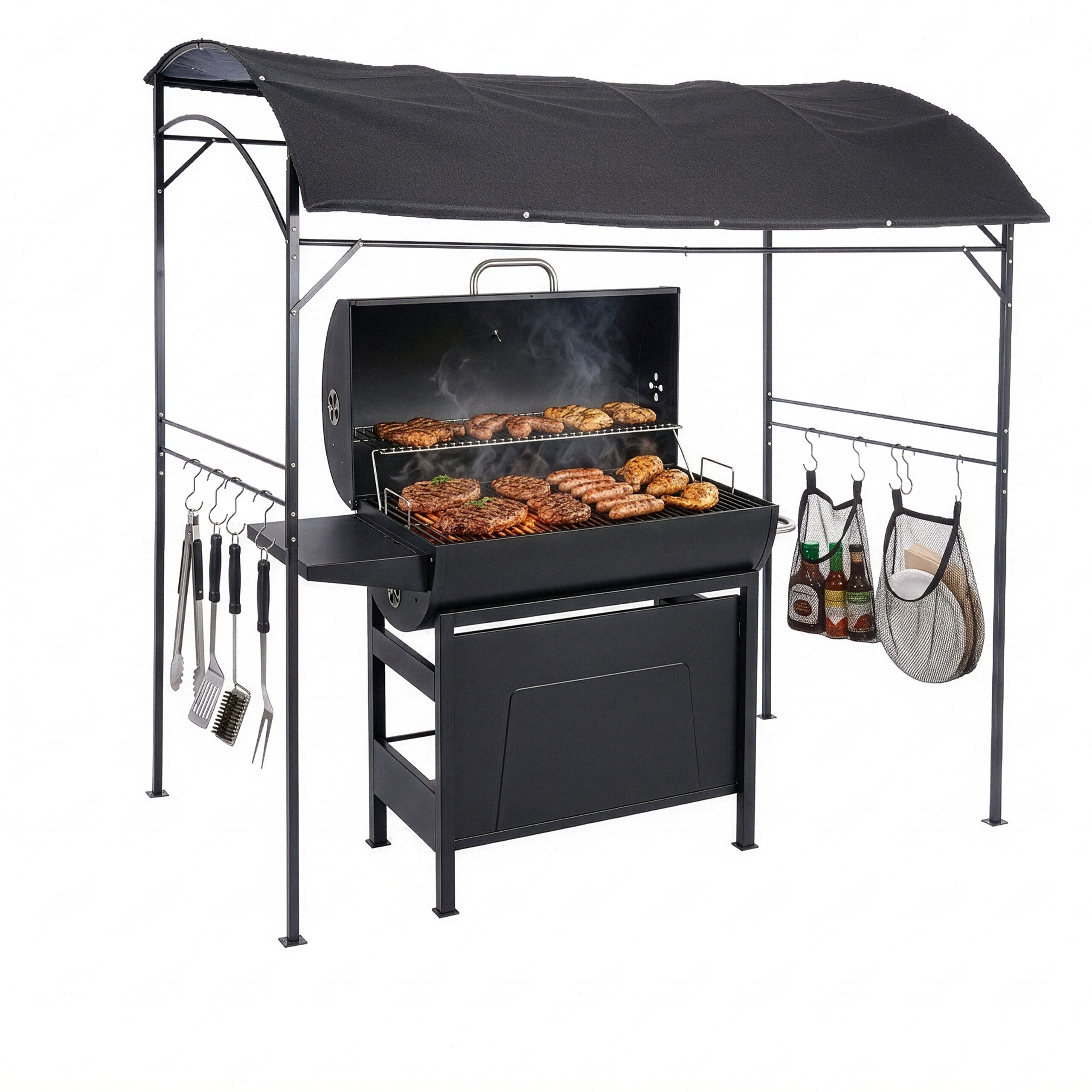 relaxdays Grillpavillon Grill Pavillon aus Metall, mit 0 Seitenteilen, B