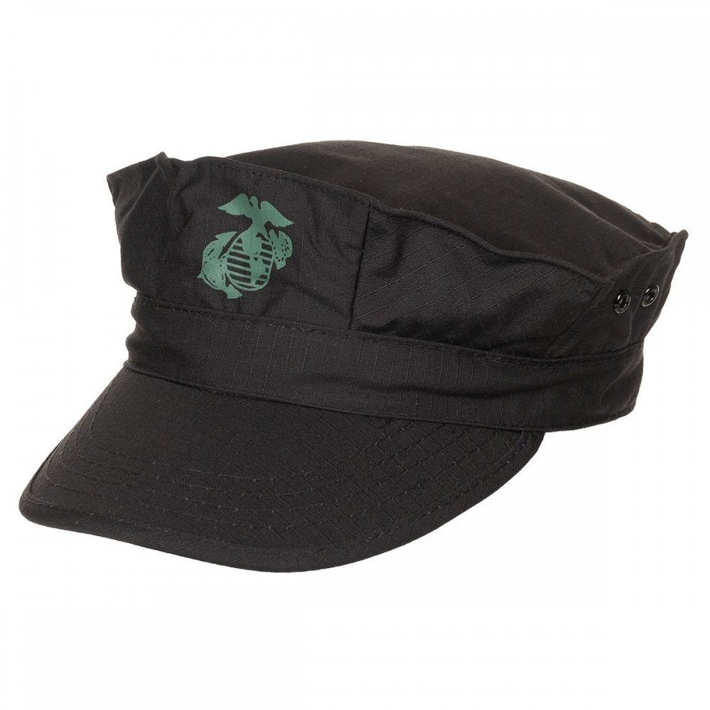 MFH Army Cap US Cap, USMC, Rip Stop, schwarz, mit Marine-Corp-Druck - XL