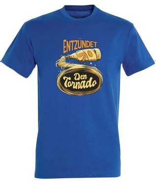 MyDesign24 T-Shirt Herren Fun Print Shirt - Oktoberfest Trinkshirt Entzündet den Tornado Baumwollshirt mit Aufdruck Regular Fit, i302