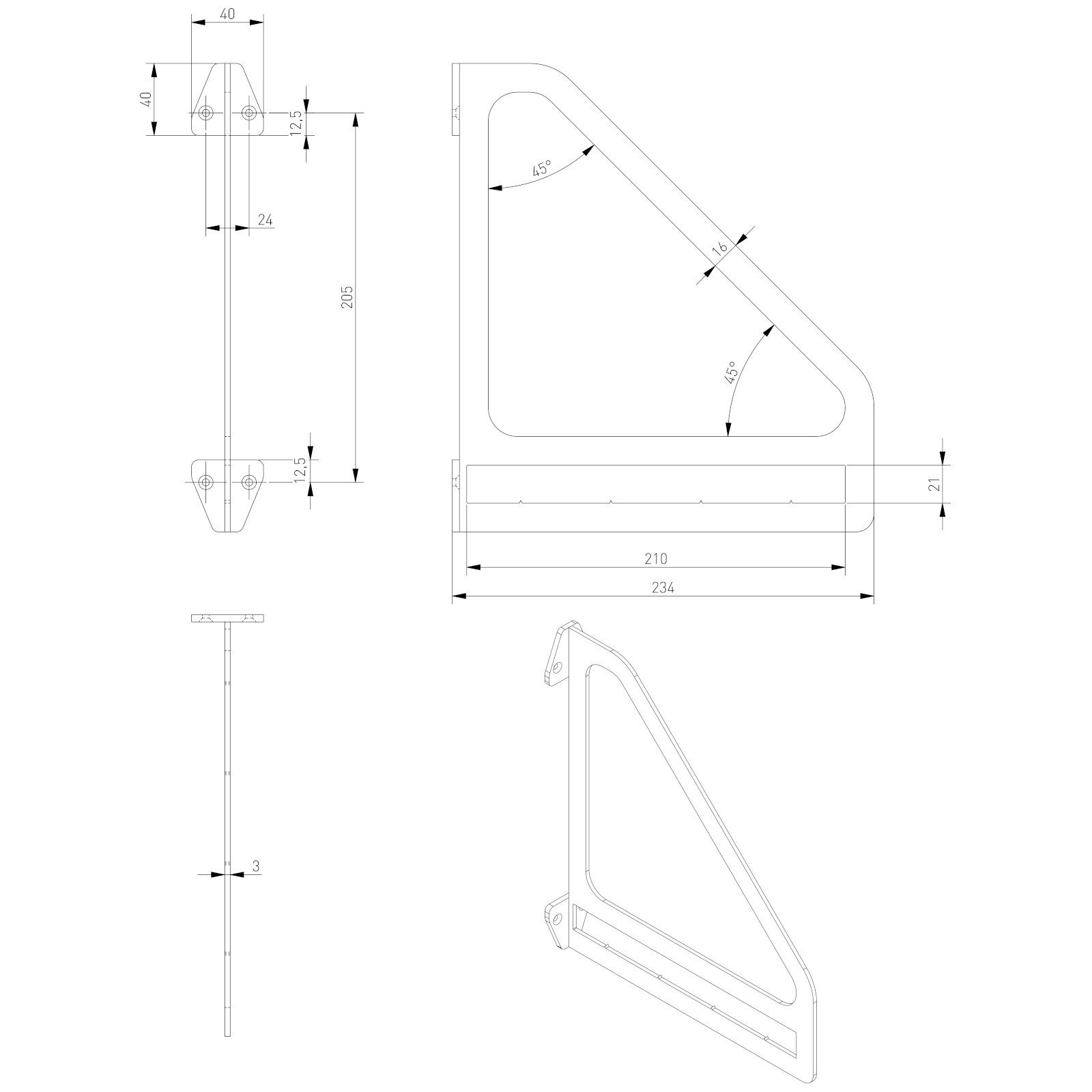 Tragkraft Regalkonsole (1 Holzplatten Stahl Möbelbeschlag schwarz für 20 kg Paar: RK09 St), je SO-TECH® Regalwinkel