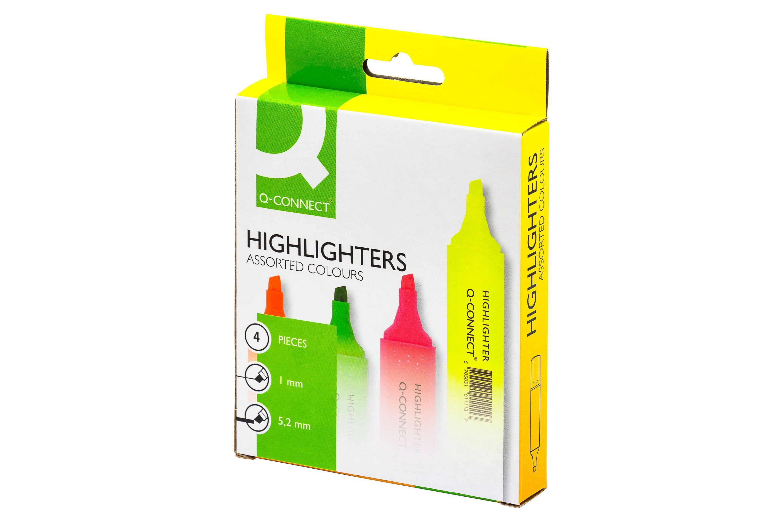 Q-Connect Marker Q-Connect® KF01116 Textmarker - ca. 2 - 5 mm, 4er Pack