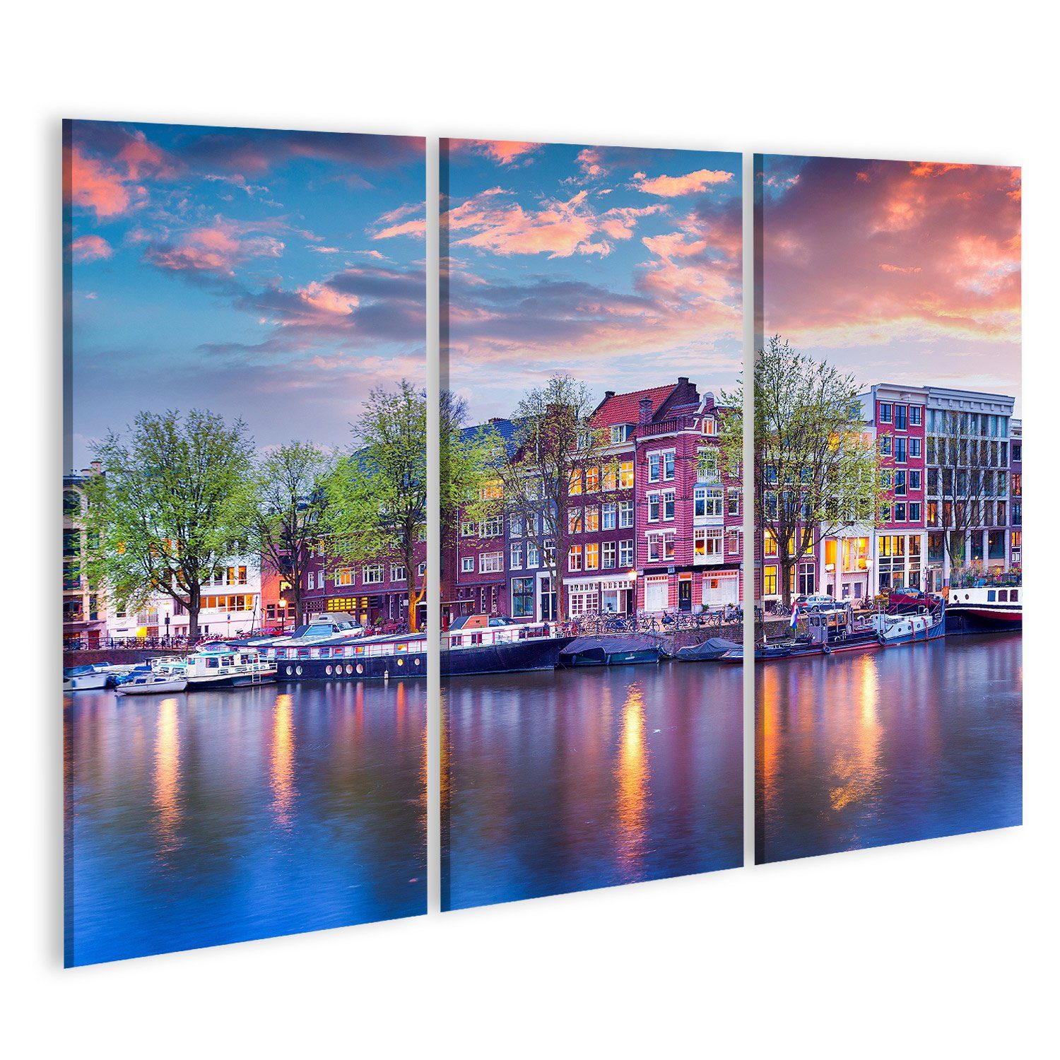 islandburner Leinwandbild Bild auf Leinwand Amsterdam Grachten Holland Wandbild Leinwandbild Wan