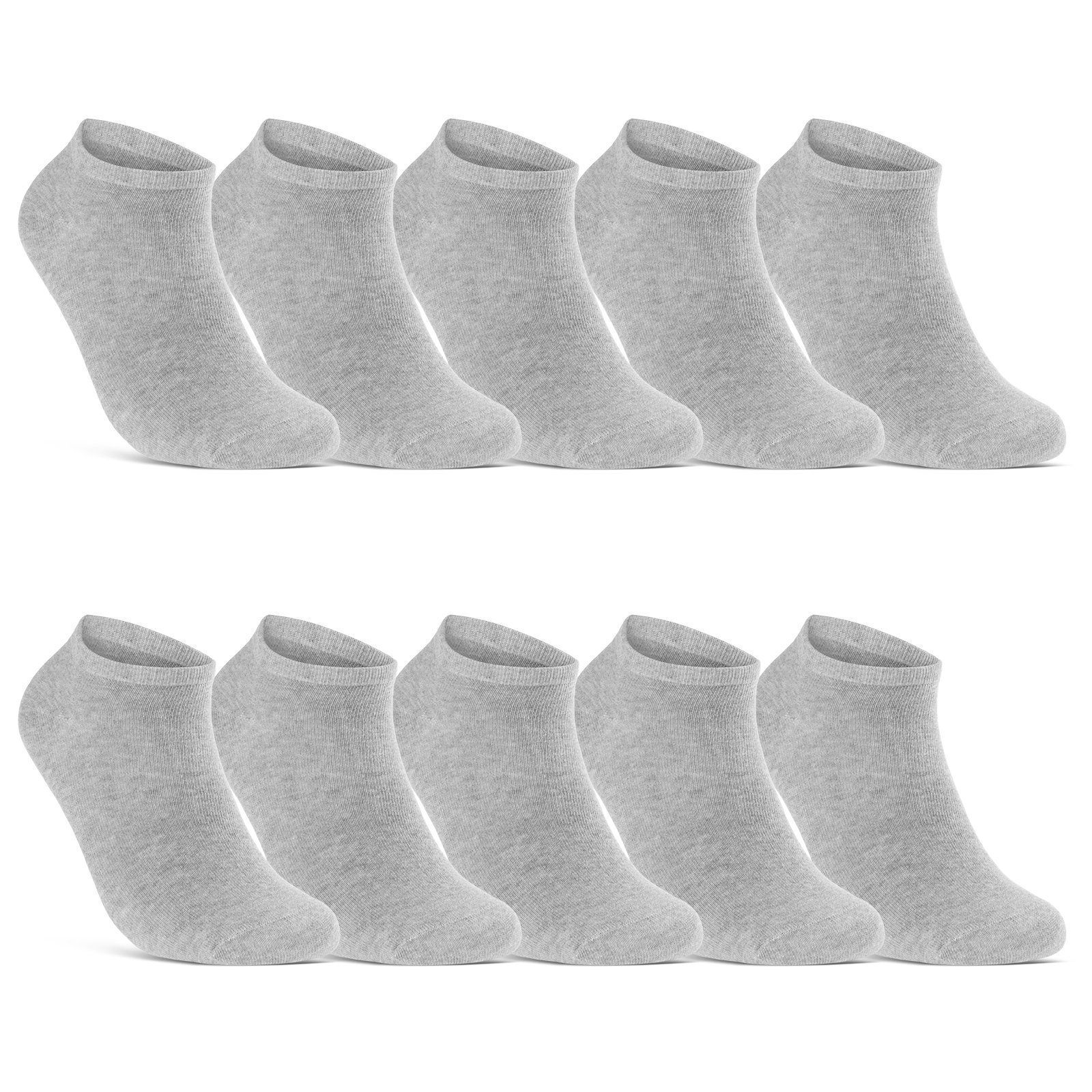 sockenkauf24 Sneakersocken 10 I 20 I 30 Paar Damen & Herren Sneaker Socken (Grau, 10-Paar, 39-42) Schwarz Weiß Grau Baumwolle - 10800 WP