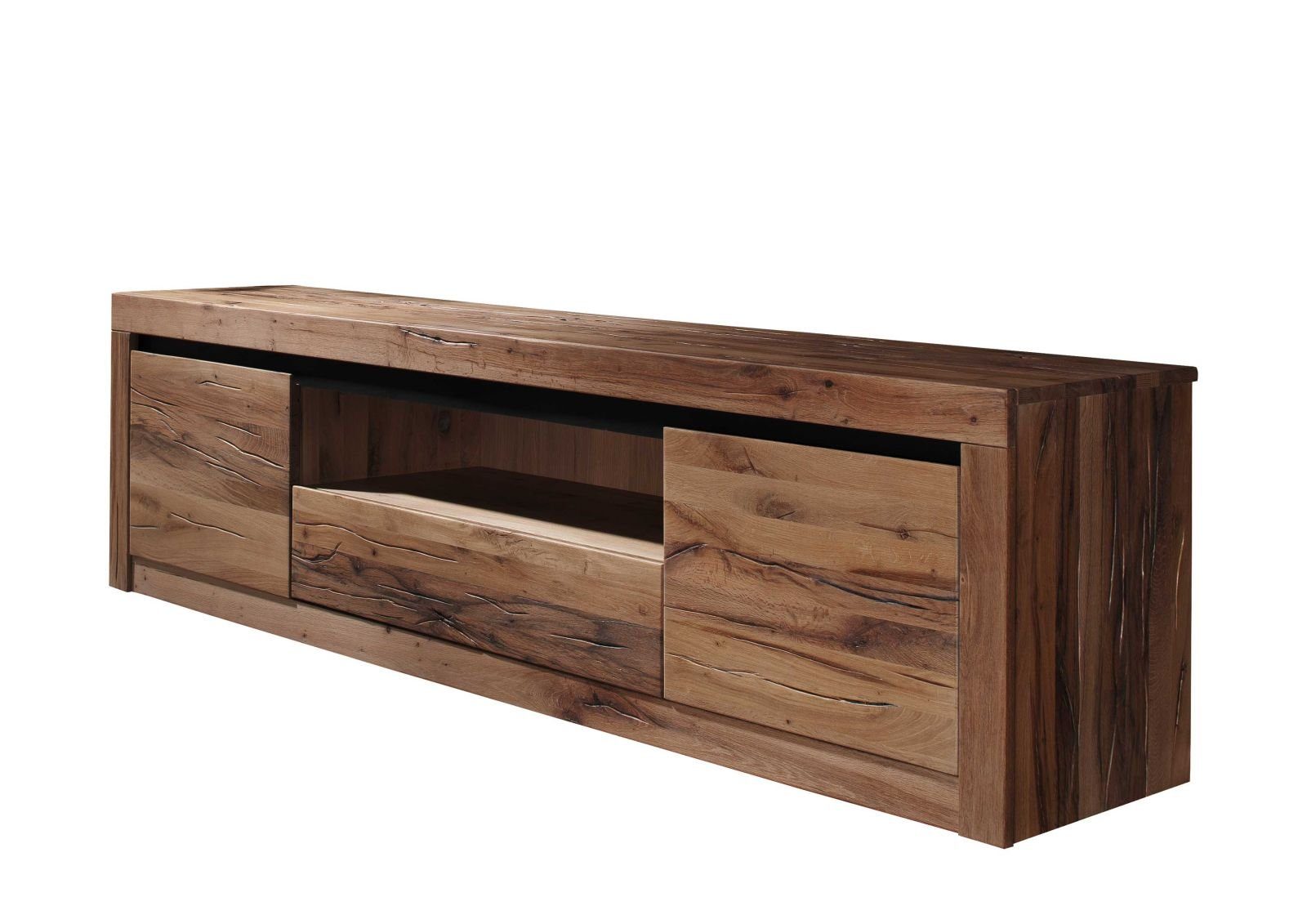 Massivmoebel24 TV-Board (Massivholz), TV-Board Wild-/Zerreiche 202x42x55 Tabacco brown geölt MONTREUX #305