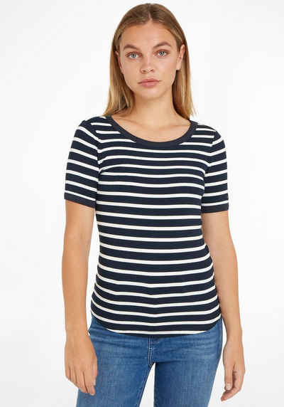 Tommy Hilfiger Rundhalsshirt SLIM 5X2 RIB O-NK SS mit dezenter Tommy Hilfiger Logostickerei