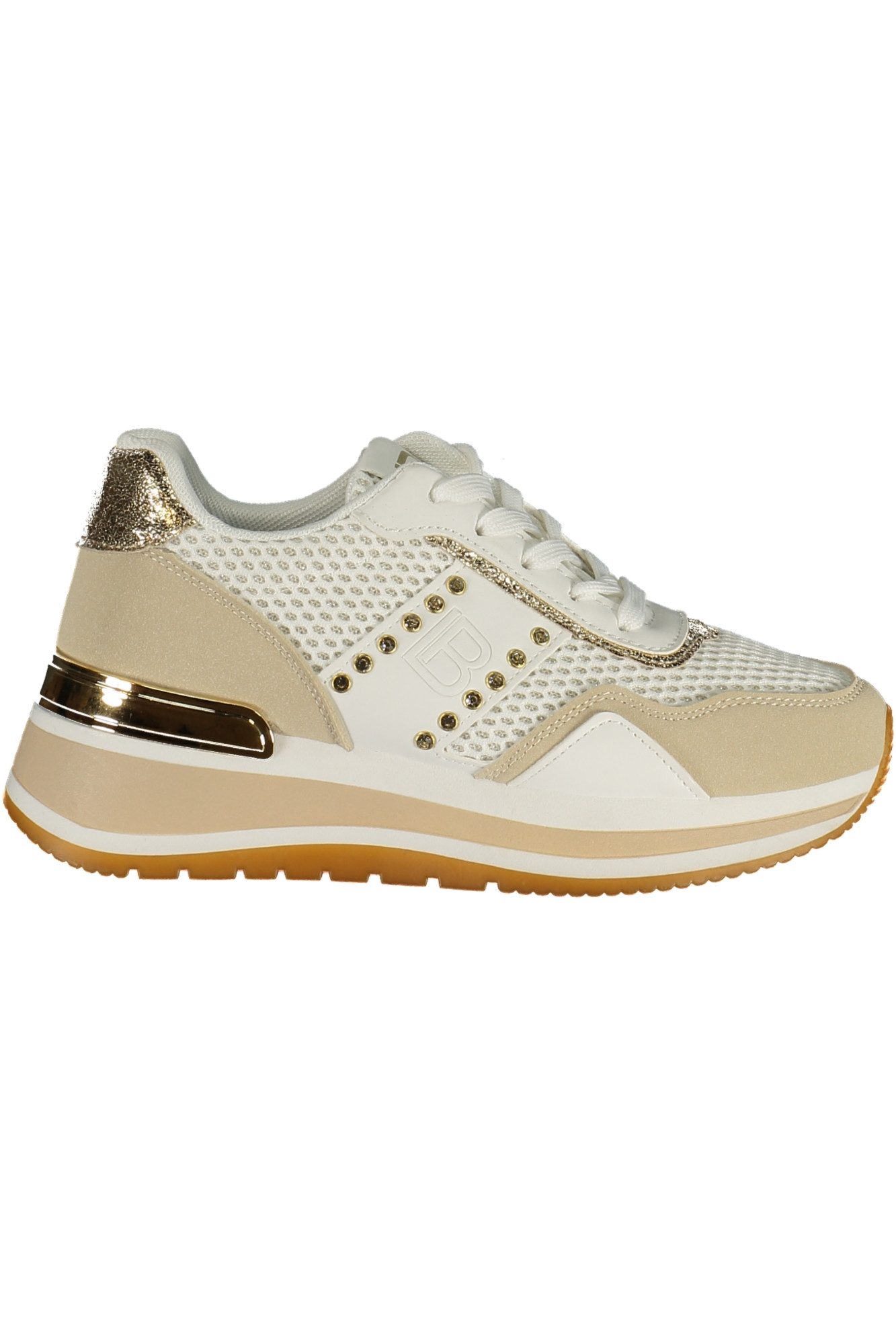 Laura Biagiotti Sneaker Sportliche Damenschuhe in Weiß mit gold-beigen