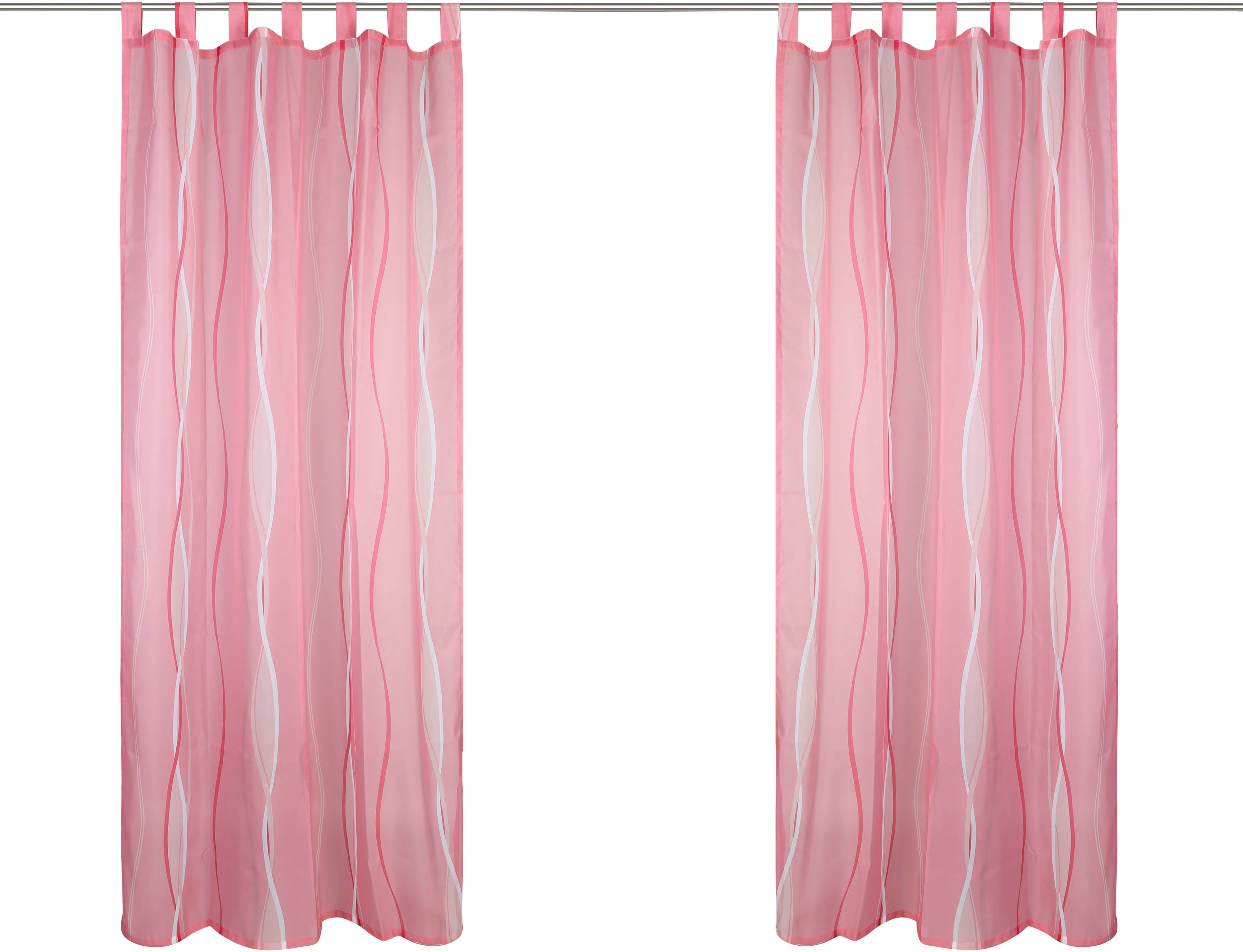 my rosé Schlaufen Wellen Dimona, 2er-Set, Voile, Gardine home, Voile, St), transparent, Polyester, (2