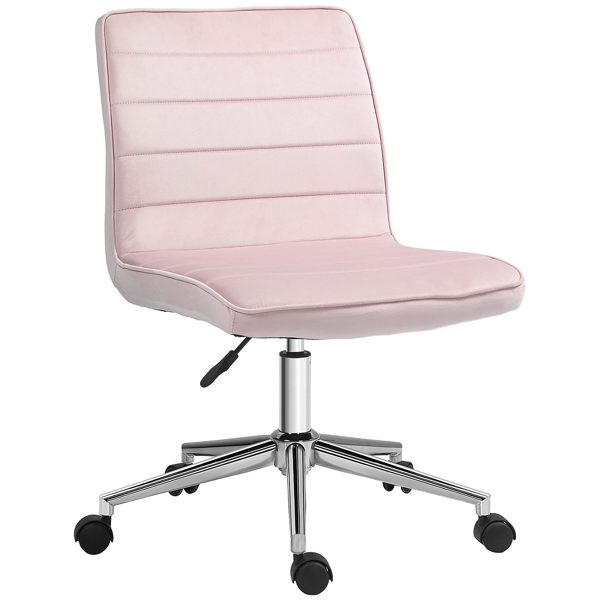HOMCOM Bürostuhl Schreibtischstuhl ohne Armlehne, Höhenverstellbar Drehstuhl (PC Stuhl, 1 St), für Home Office und Büro, Rosa