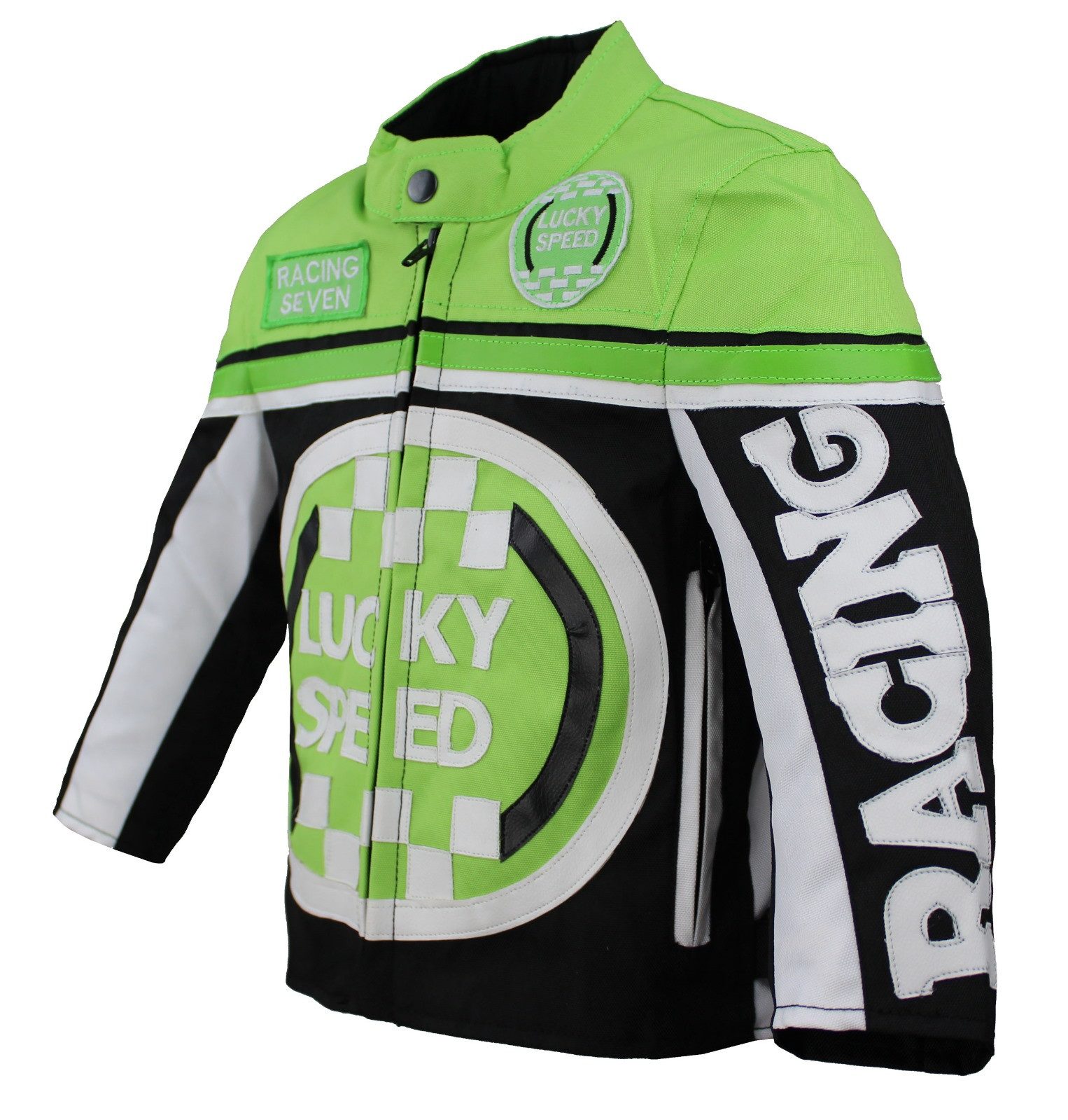 Alpha Speeds Bikerjacke - Kinder Lucky Speed Racing-/Freizeit – Kinderjacke in Grün Atmungsaktiv & Wasserabweisend & Ideales Geschenk für Ihr Kind