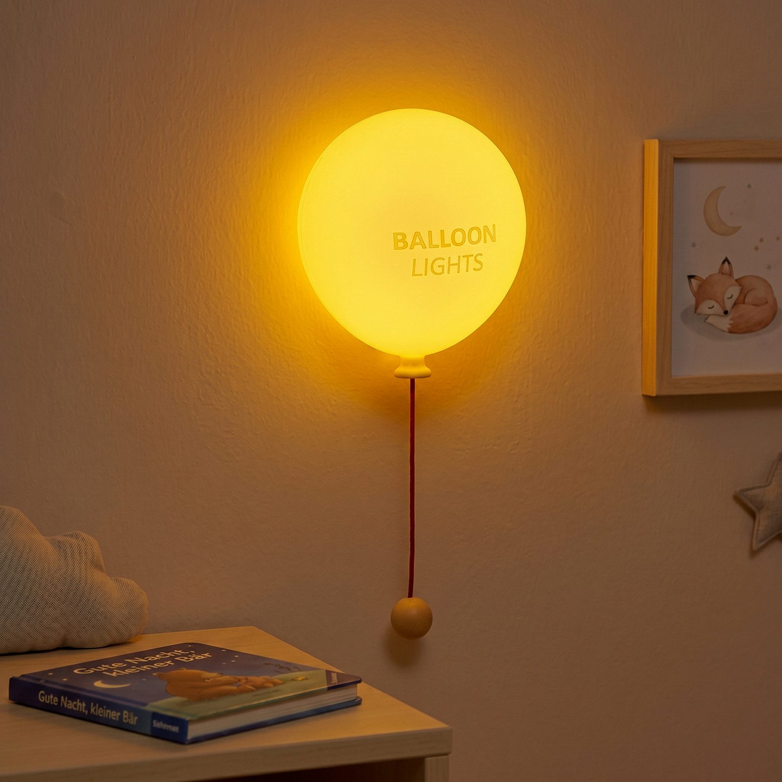 ANYSUN LED Nachtlicht Kinder Silikon Ballon Nachtlampe mit Zugschalter und 1200 mAh Akku, LED fest integriert, Warmweiß, dimmbar, selbstklebend für Kinderzimmer
