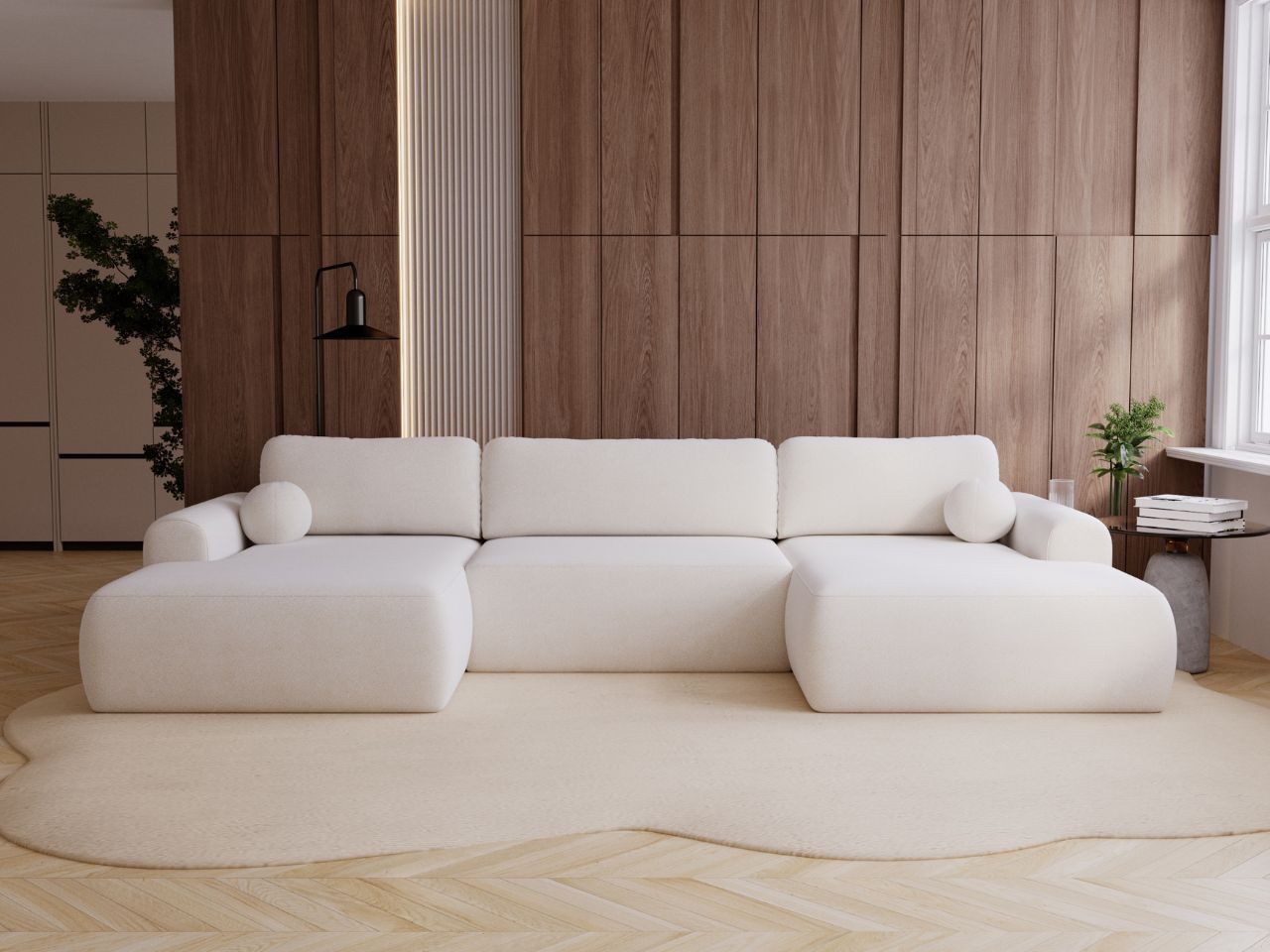 GrainGold Ecksofa U-Form Savana U, Set, Bettkasten, Schaum, Wellenfedern, Schlaffunktion, DL-Mechanismus