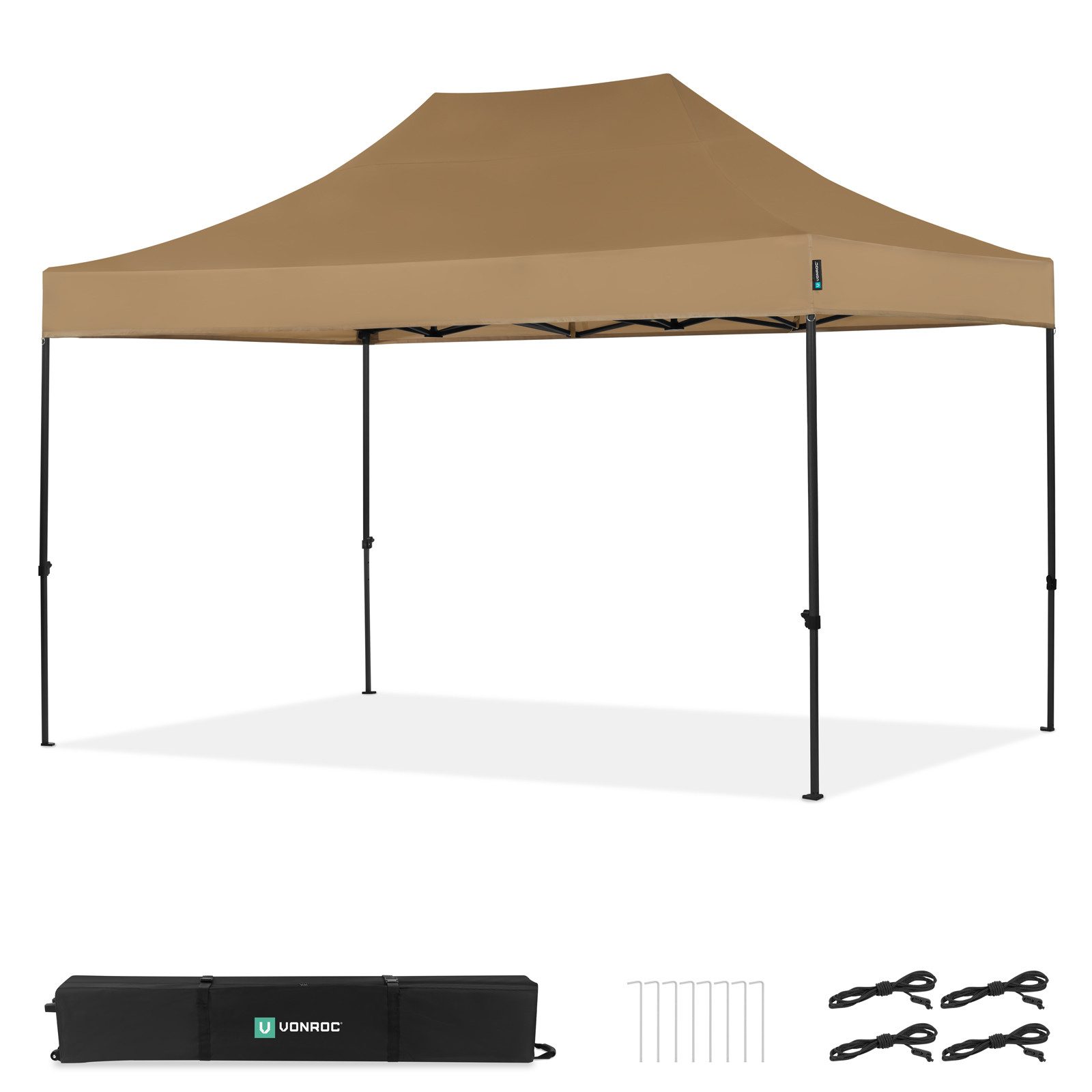 VONROC Pavillon Pavillon wasserdicht stabil - Partyzelt EasyUp System - Faltpavillon, mit 0 Seitenteilen, 3x4,5 m - Gartenpavillon, UV50+, inkl. Tragetasche