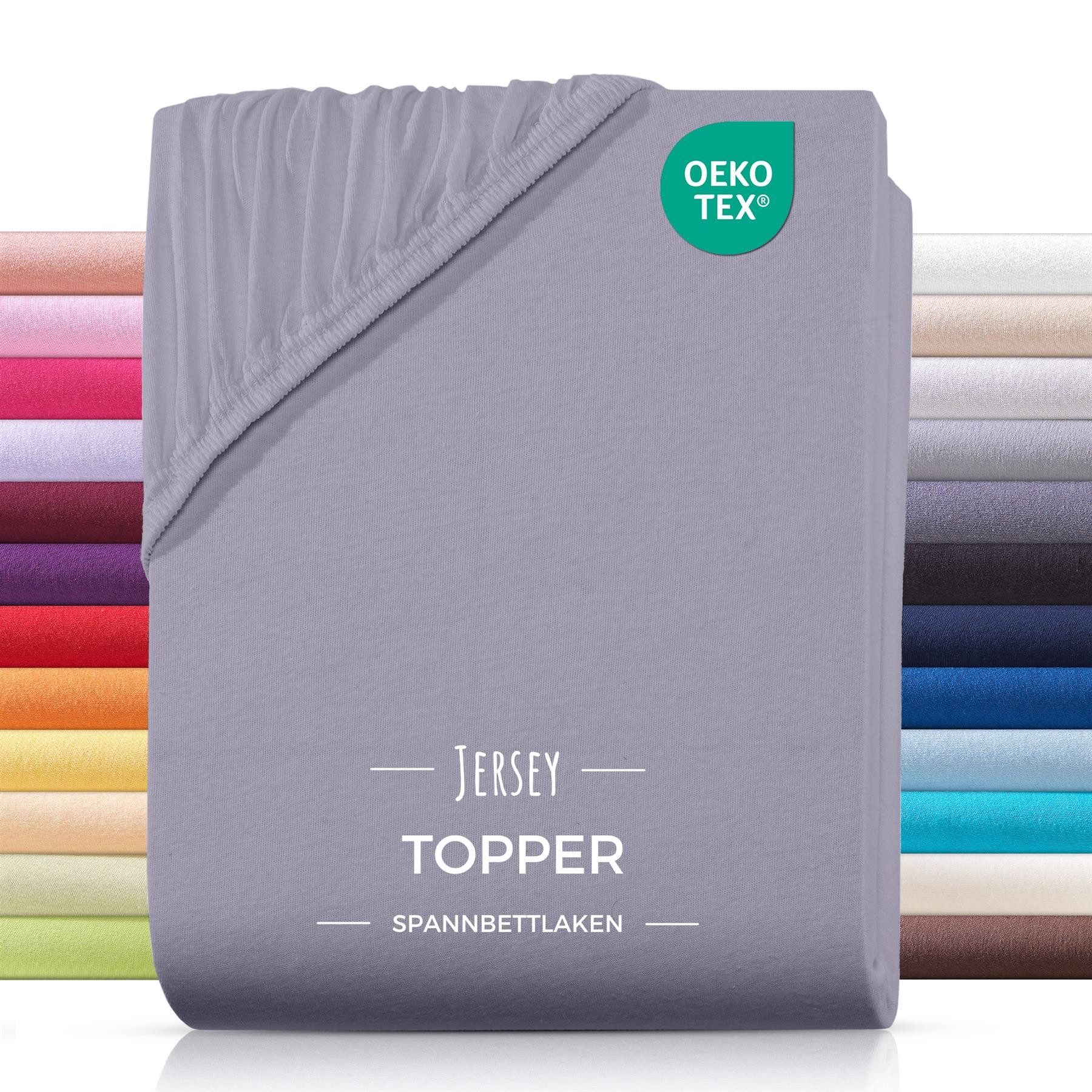 Carpe Sonno Spannbettlaken Topper Spannbetttuch Jersey 140x200 160x200 180x200 200x200 Baumwolle, Jersey, Gummizug: rundum, (1 Stück), Topper Spannbettlaken 160x200 für Matratzen bis 10cm Höhe