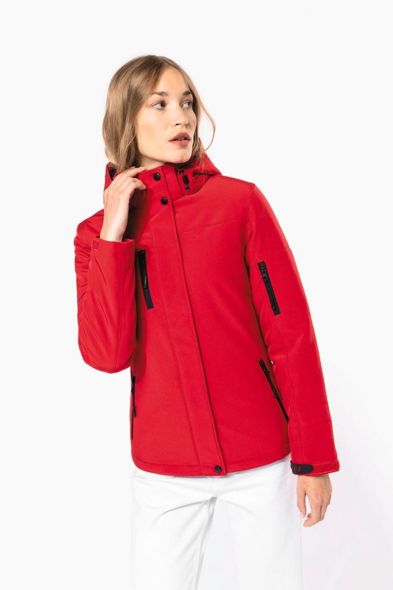 Kariban Outdoorjacke Damenparka Softshell wattiert mit Kapuze