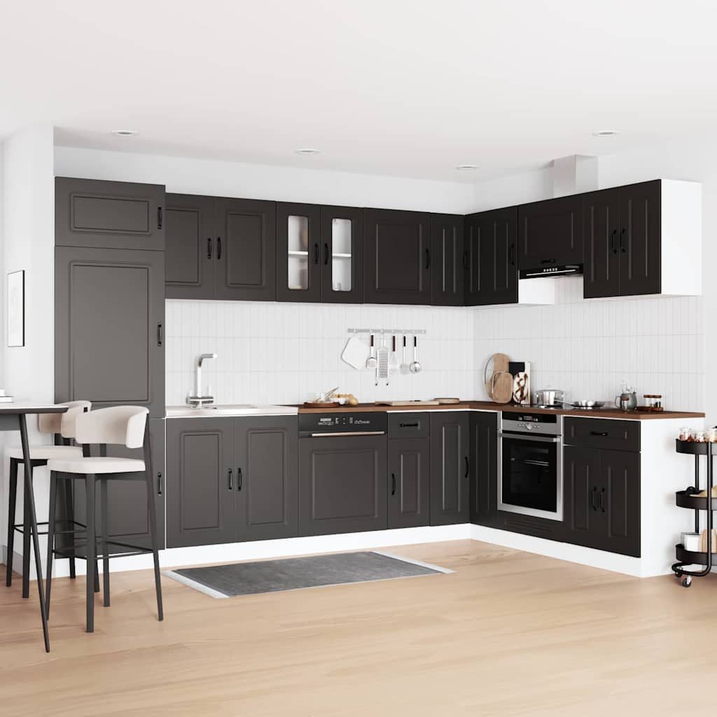 vidaXL Sideboard, Küchenschrank Kalmar Schwarz 80 x 46 x 81.5 cm Holzwerkstoff