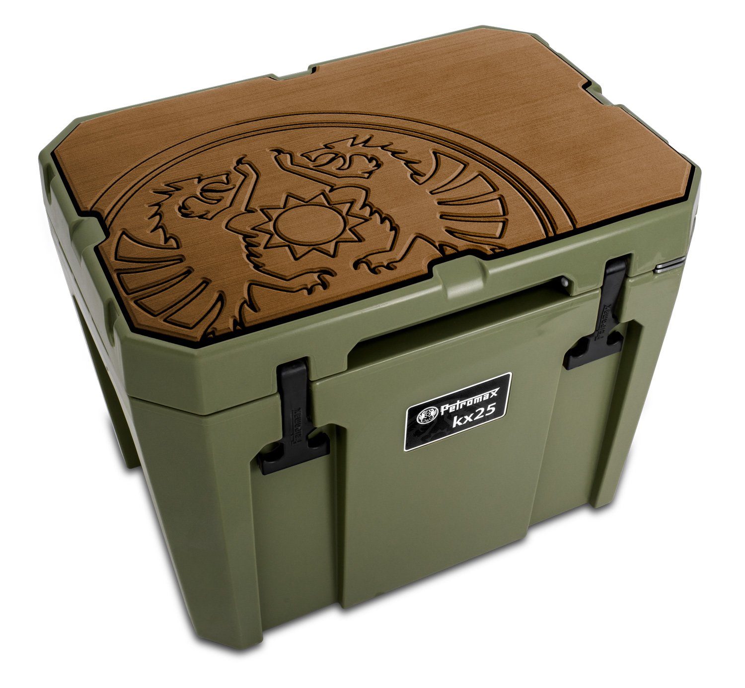 Petromax Outdoor-Flaschenkühler Petromax Haft-Auflage für Kühlbox kx25 braun mit Drachenemblem