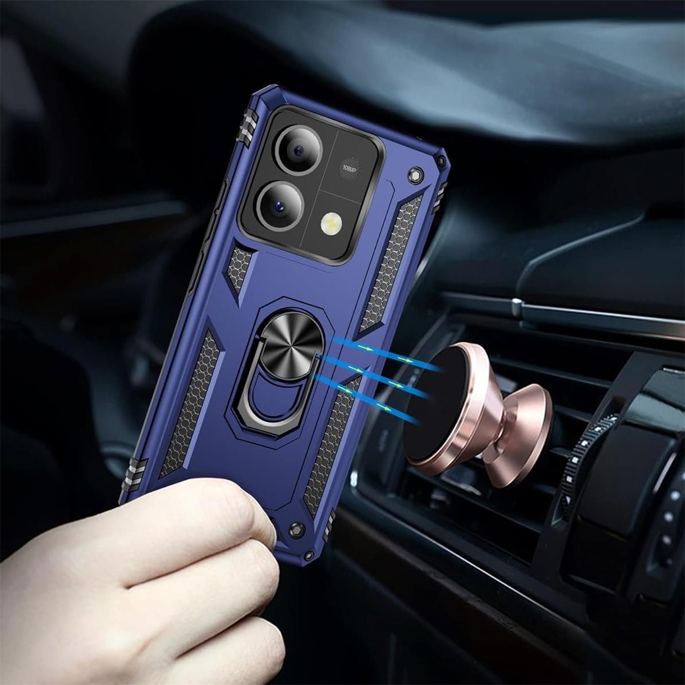 CoolGadget Handyhülle Armor Shield Case für Xiaomi Redmi Note 13 Pro 5G 6,67 Zoll, Outdoor Cover Magnet Ringhalter Handy Hülle für Redmi Note 13 Pro 5G – Bild 4 von 5