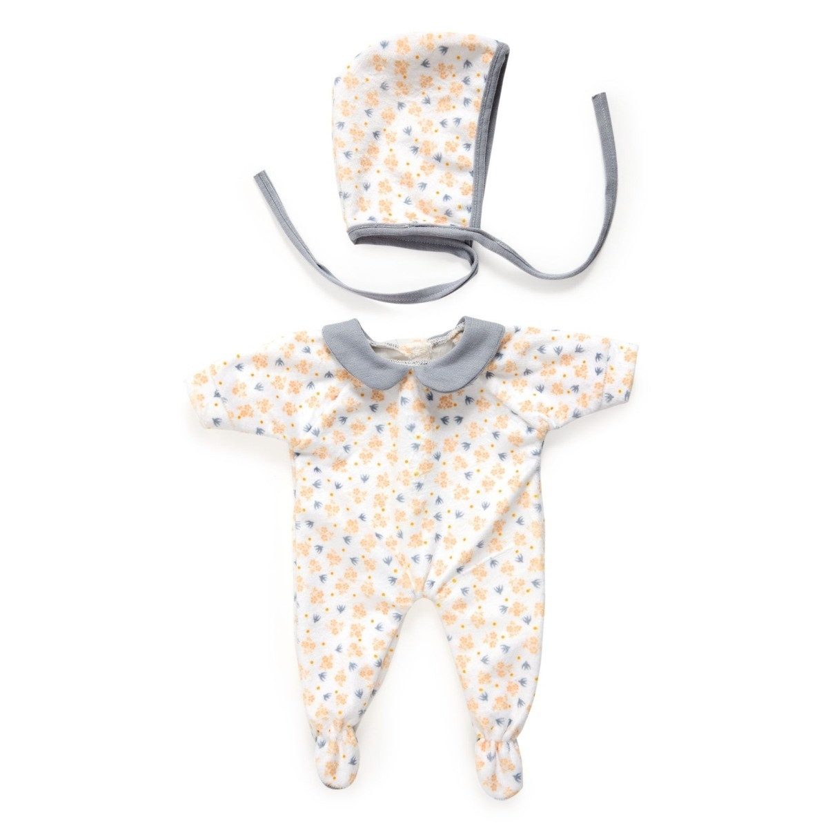 DJECO Puppenkleidung POMEA Kuscheliger Puppenschlafanzug Paloma mit Häubchen, 28–34 cm