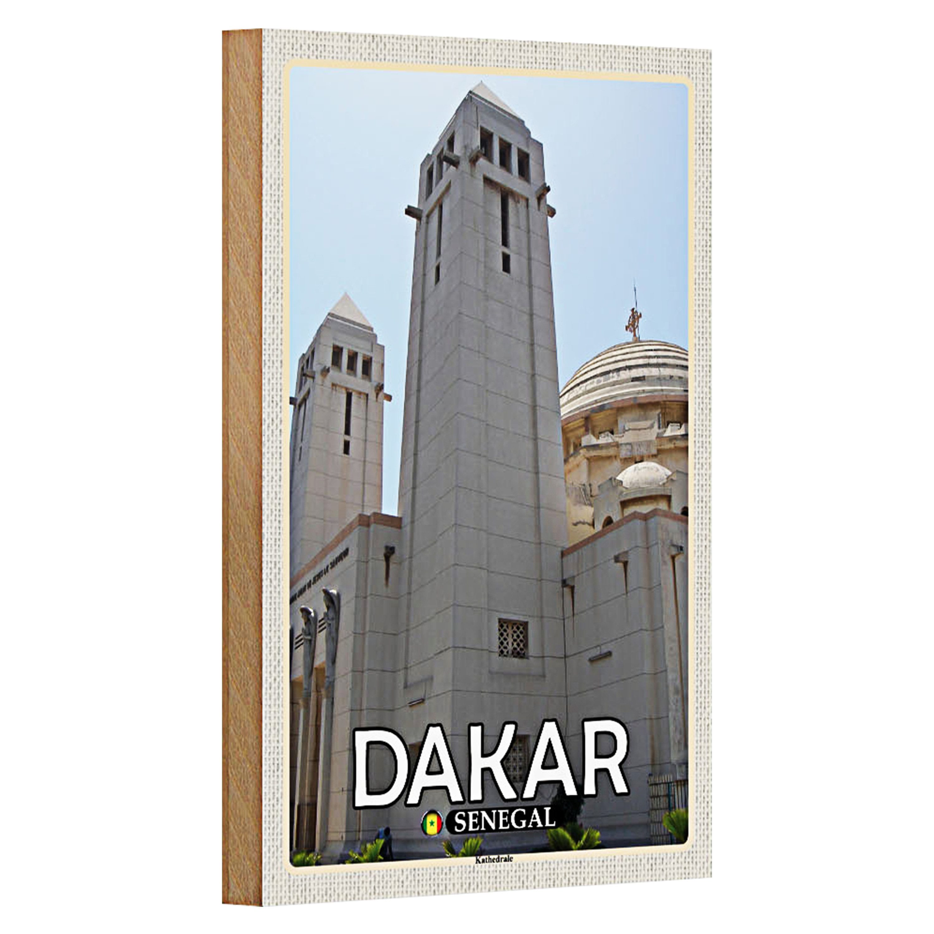Roomando Holzbild Reise 12x18cm Dakar Senegal Kathedrale
