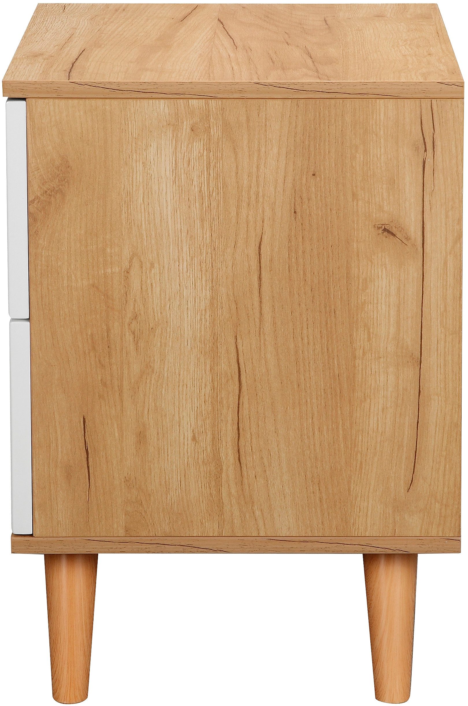 OTTO home Nachtschrank Lund Nachttisch Beistellschrank Kommode mit Hochglanzfronten Nachtkommode mit 2 Schubladen Bestseller im skandinavischem Design – Bild 4 von 5