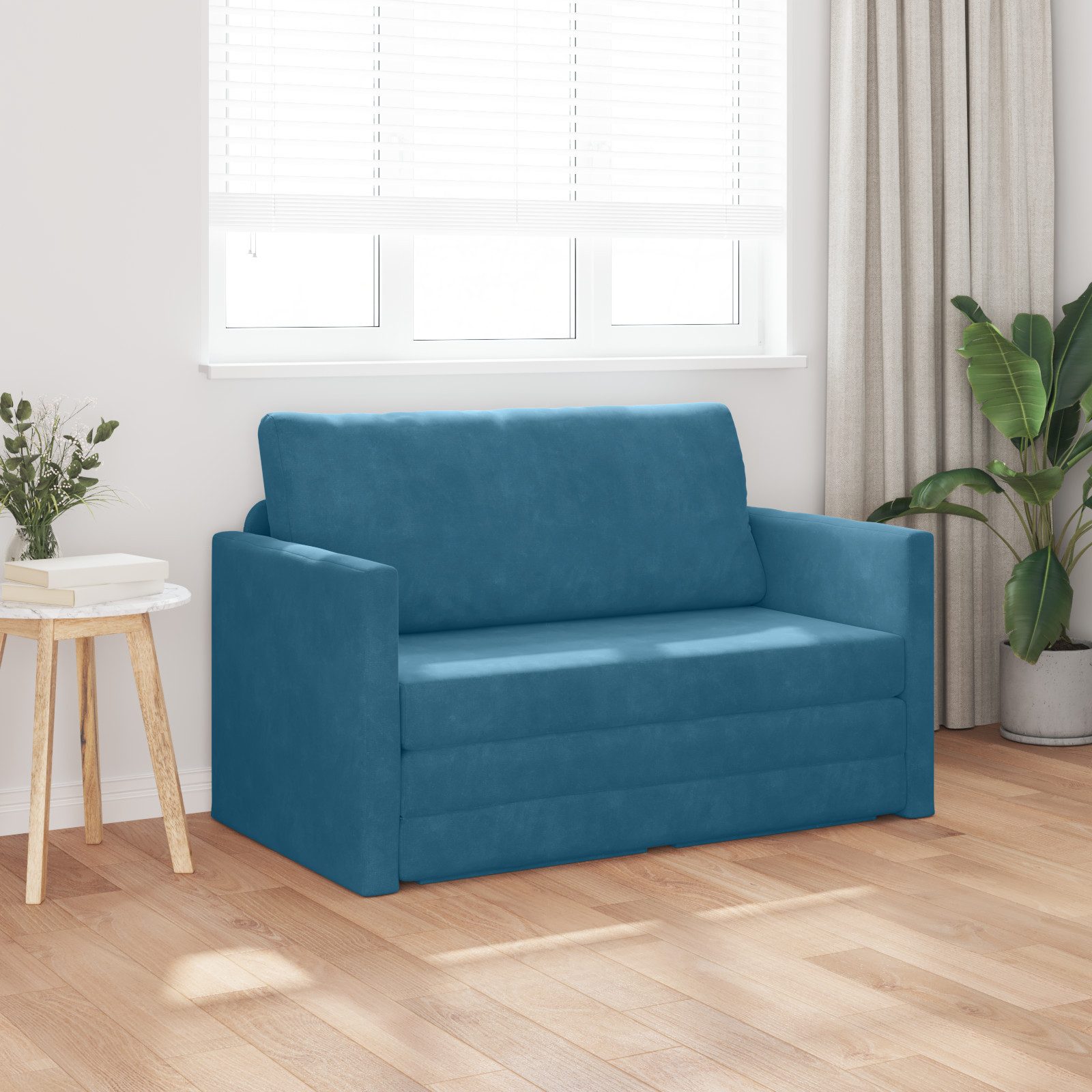 vidaXL Sofa Fußbodensofa 2-in-1 Blau 124x204x61 günstig online kaufen