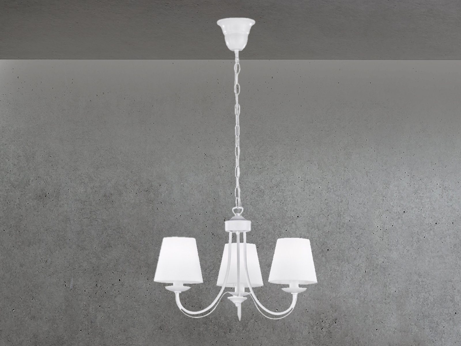 TRIO Leuchten LED Kronleuchter, LED wechselbar, Warmweiß, kleine-r Vintage Leuchte hängend mit Stoff Lampenschirme-n, Ø 52cm
