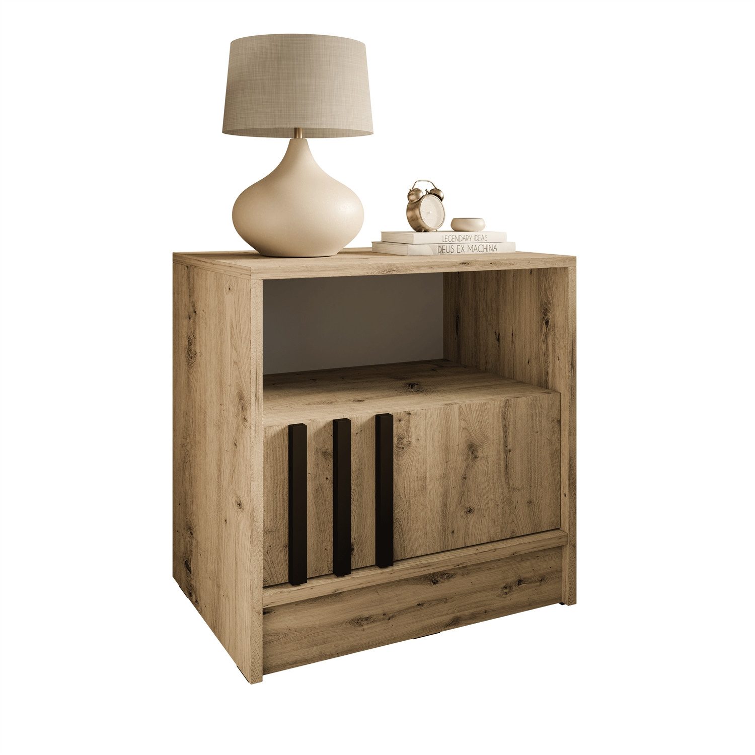Lookway Nachttisch NELA mit Lamellen und Schublade (1x Nachttisch), Breite: 51 cm