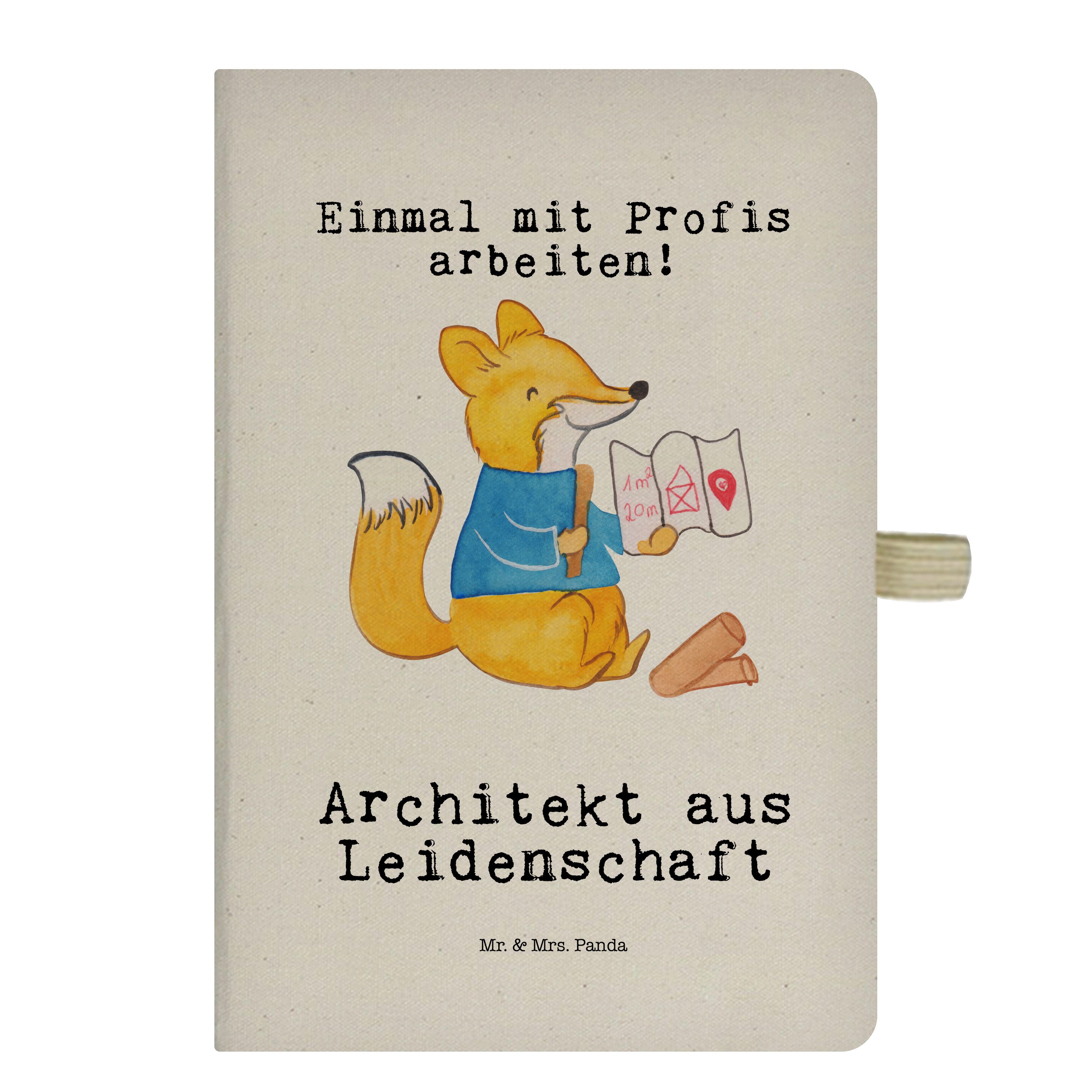 Mr. & Mrs. Panda Notizbuch Architekt aus Leidenschaft - Transparent - Geschenk, Notizblock, krea Mr. & Mrs. Panda