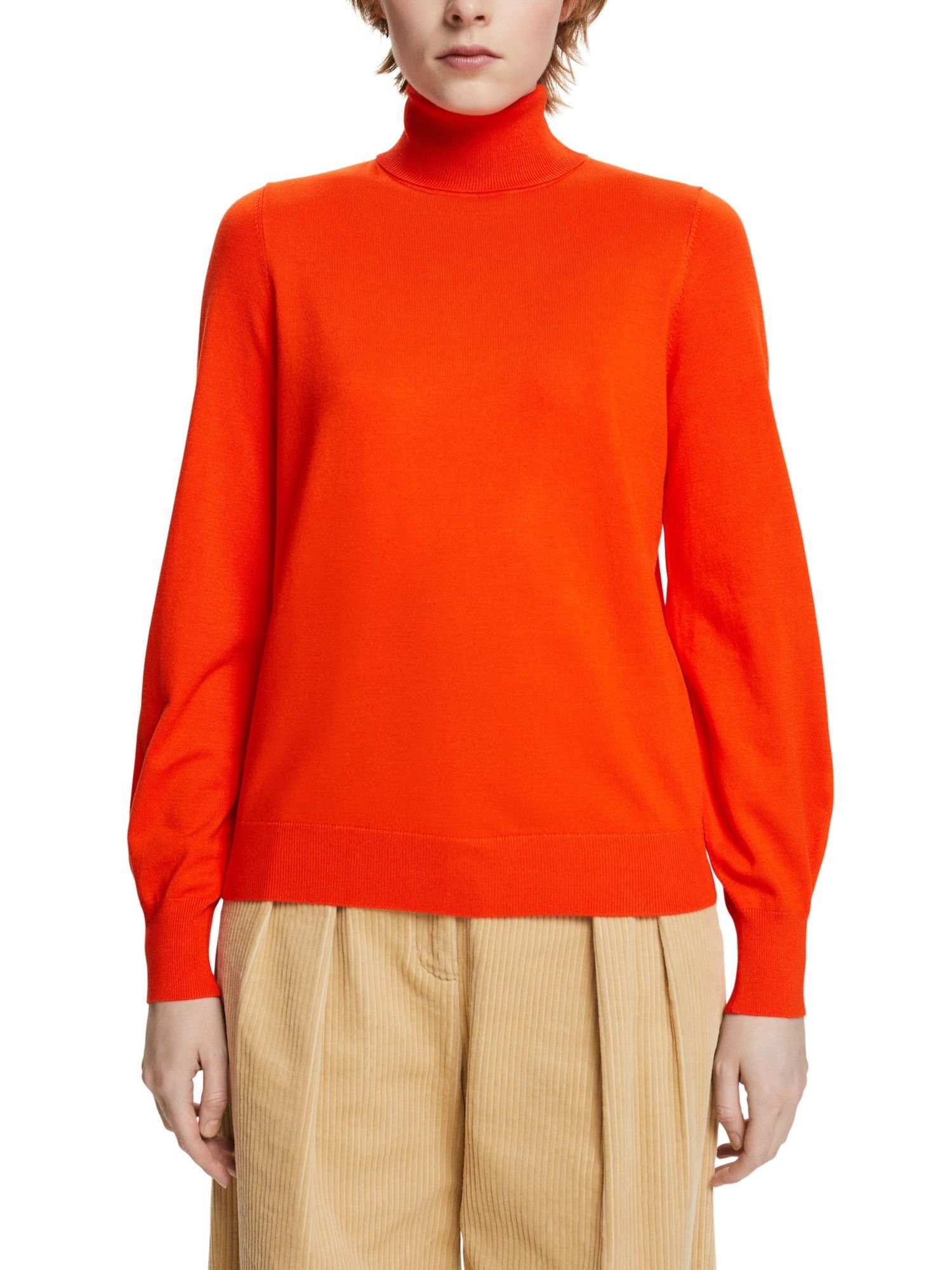 Esprit Collection Rollkragenpullover Basic-Rollkragenpullover, LENZING™ ECOVERO™ BRIGHT ORANGE