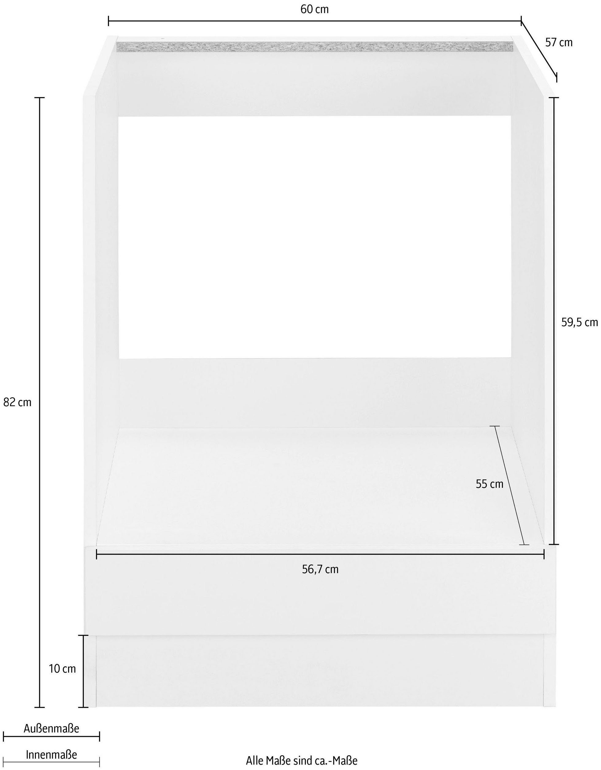 | 60 cm vanille/vanille Unna Vanille breit, Arbeitsplatte ohne Küchen wiho Herdumbauschrank