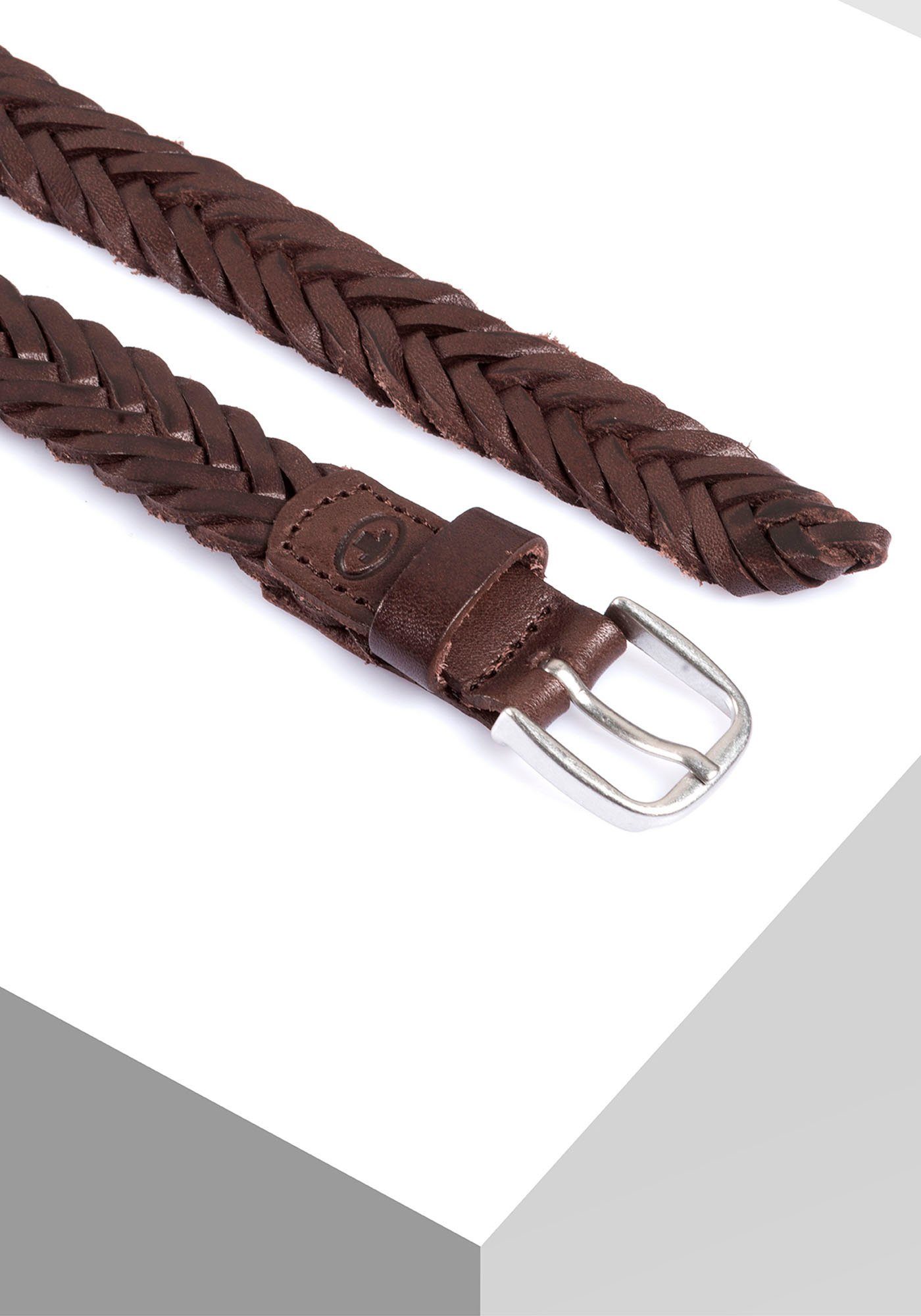 TOM TAILOR Flechtgürtel TTCLAUDETTE 2 cm breiter Damengürtel, stufenlos verstellbar, Echtleder