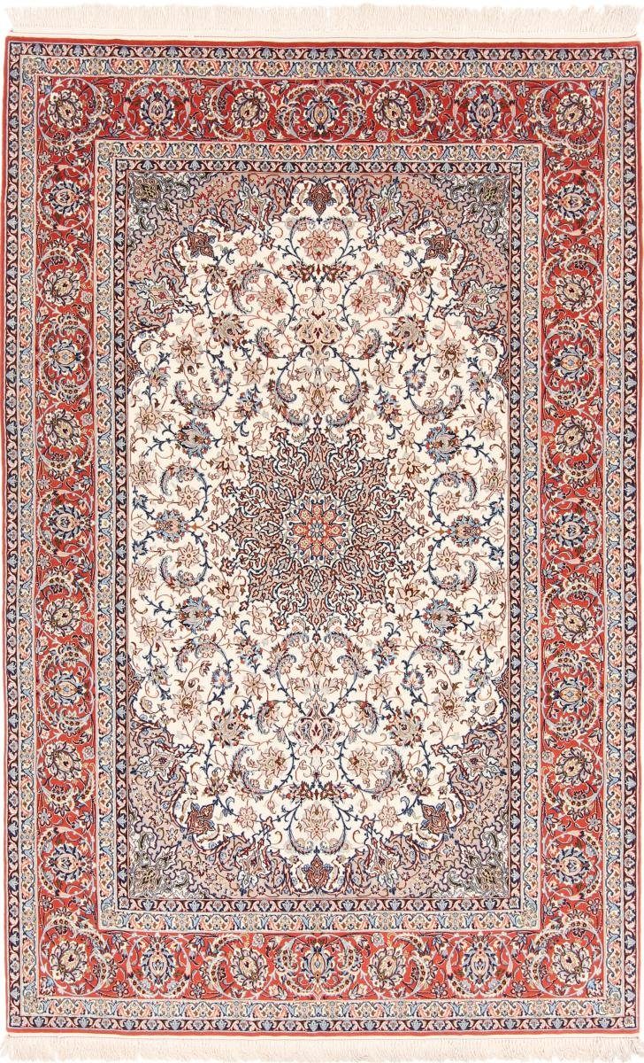 Orientteppich Isfahan Seidenkette 148x237 Handgeknüpfter Orientteppich, Nain Trading, rechteckig, Höhe: 6 mm