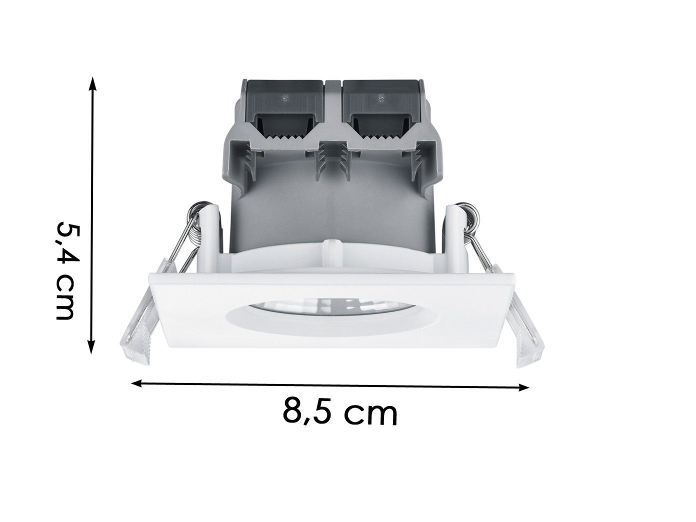 TRIO Leuchten LED Einbaustrahler, Dimmfunktion, LED fest integriert, Warmweiß, 4er-SET Deckeneinbauleuchte, Badlampe Decke Dusche Weiß 8 x 8cm IP 65