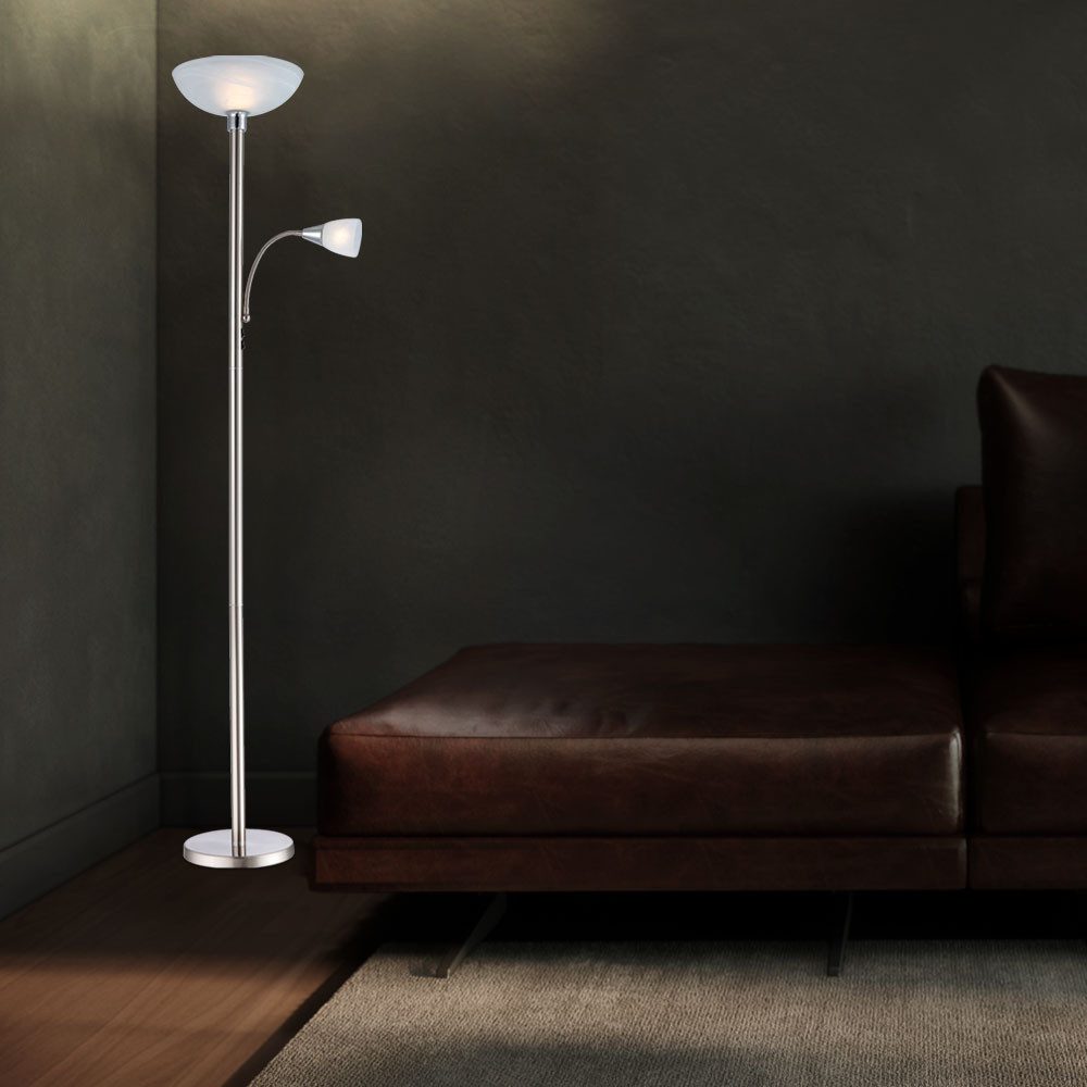 GLOBO LIGHTING Deckenfluter, Leuchtmittel nicht inklusive, Stand Decken Fluter Beleuchtung Esszimmer Flexo Lese Glas Lampe