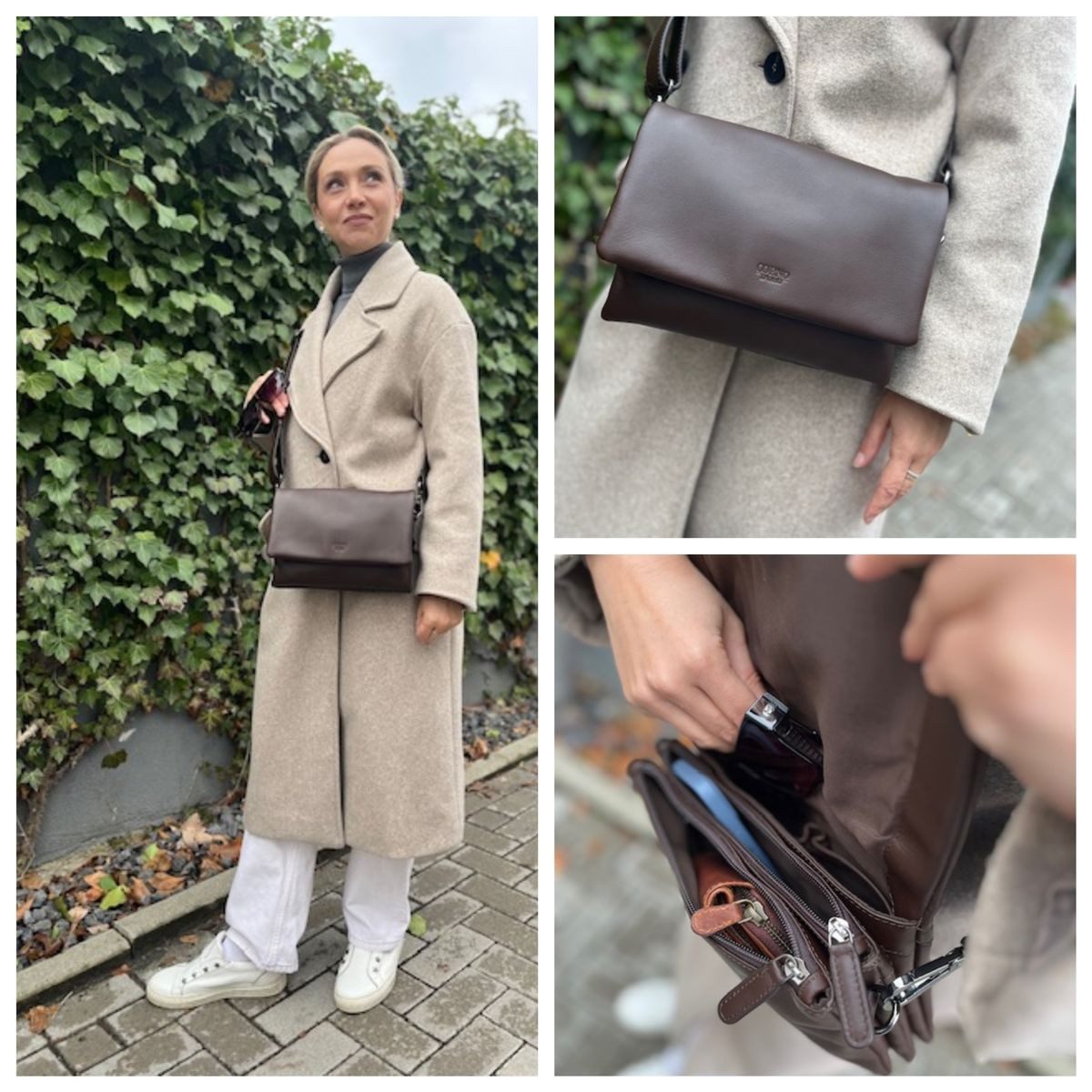Corno d´Oro Schultertasche Damen Klein Leder Handmade Umhängetasche Echt Le günstig online kaufen