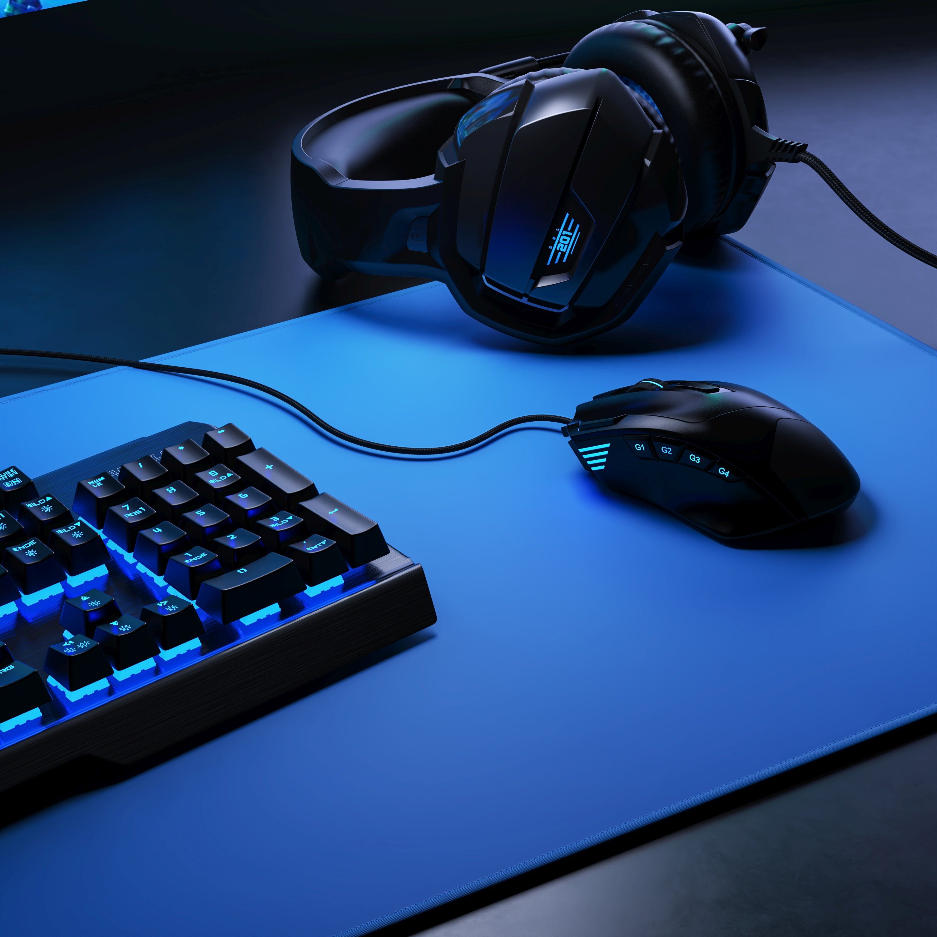 CSL Gaming Mauspad XXL Speed Mousepad 900 x 400 x 3 mm, große Tischunterlage (1-St), rutschfest, abwaschbar, Geschwindigkeit & Präzision, dunkelblau – Bild 3 von 5