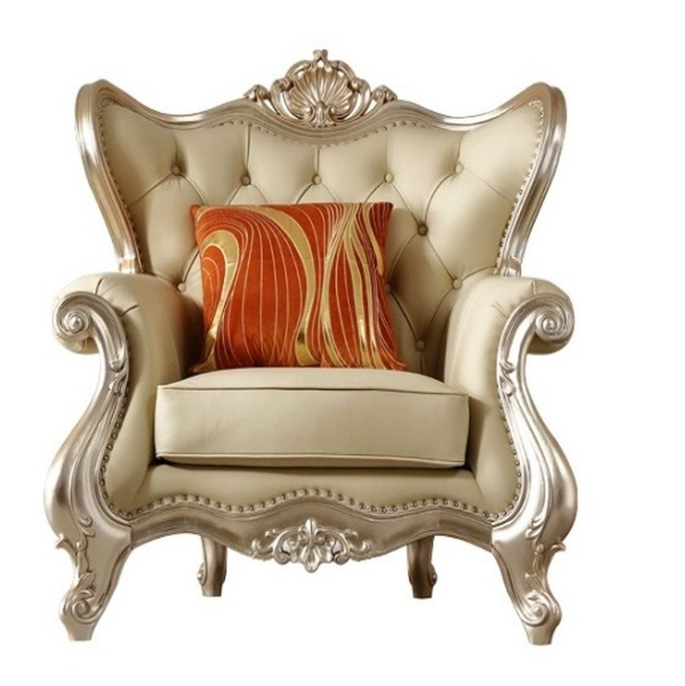 JVmoebel Chesterfield-Sofa Beiger Chesterfield Sessel Klassisch Kunstleder Möbel, 1 Teile, Made in Europa