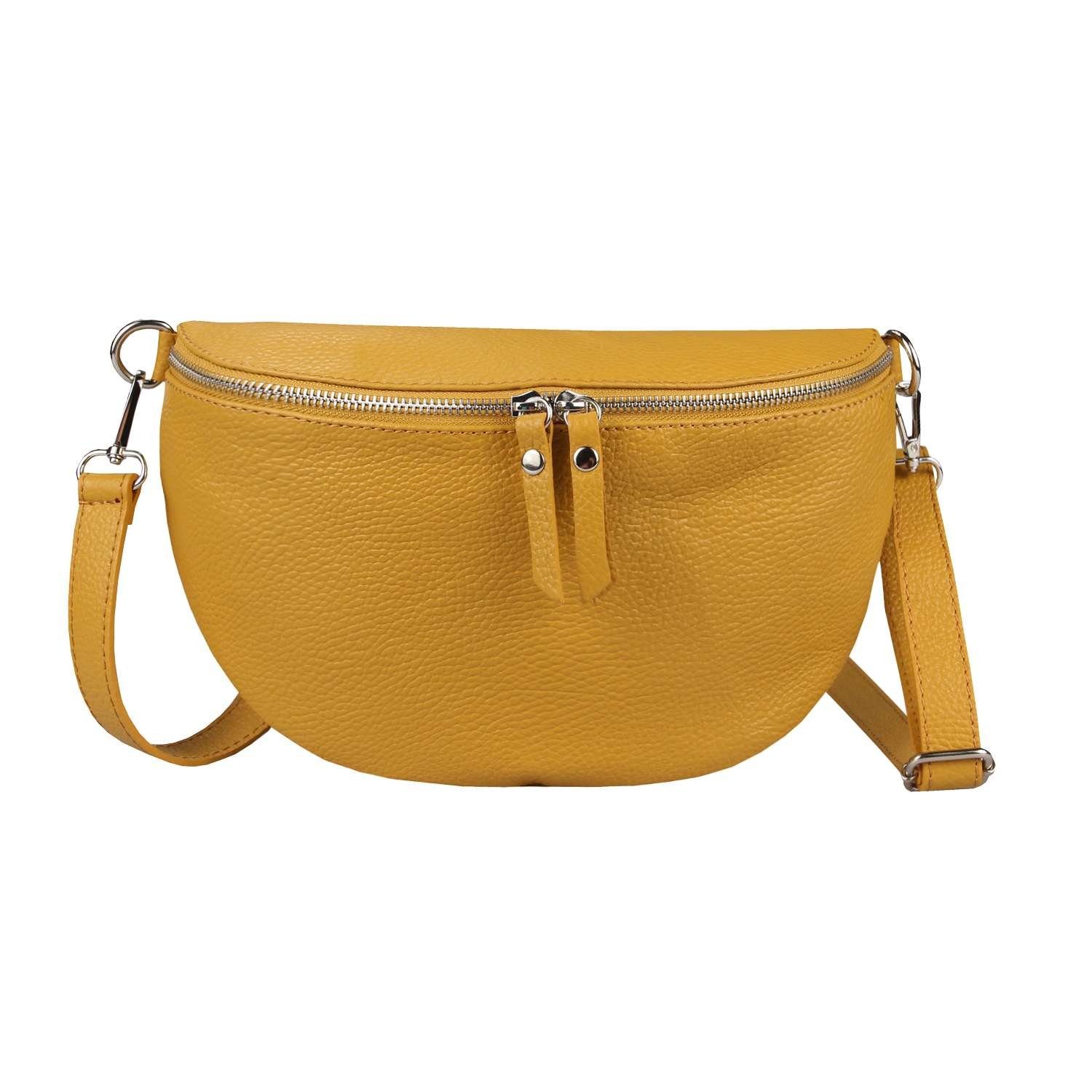 ITALYSHOP24 Bauchtasche Damen Leder Gürteltasche Hüfttasche Cross Body M, als Schultertasche, CrossOver, Umhängetasche tragbar