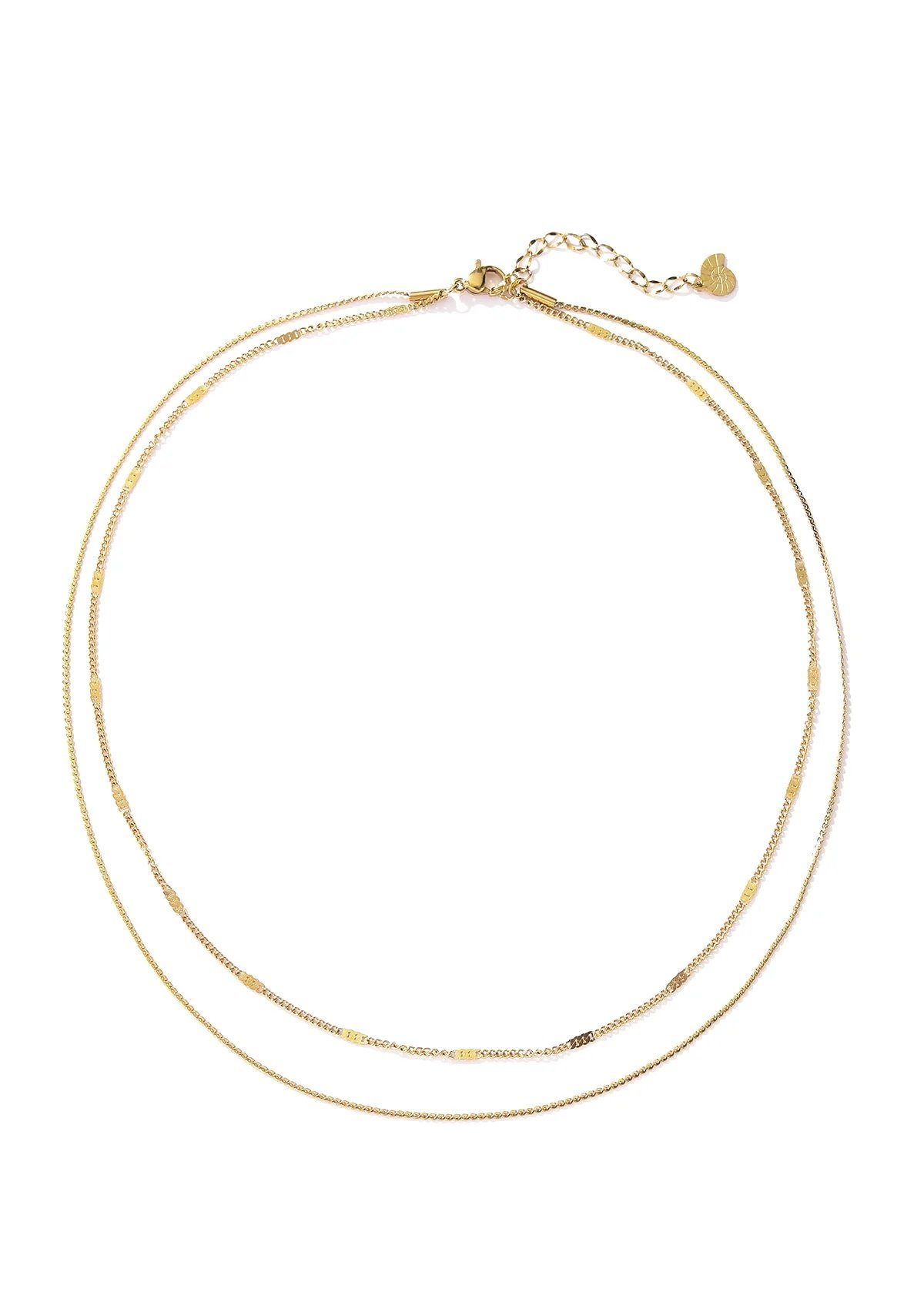 Hey Happiness Edelstahlkette Kabel Kugel Kette mehrreihig, Edelstahl Halskette, Layer Kette Damen 18K Roségold vergoldet, wasserfest