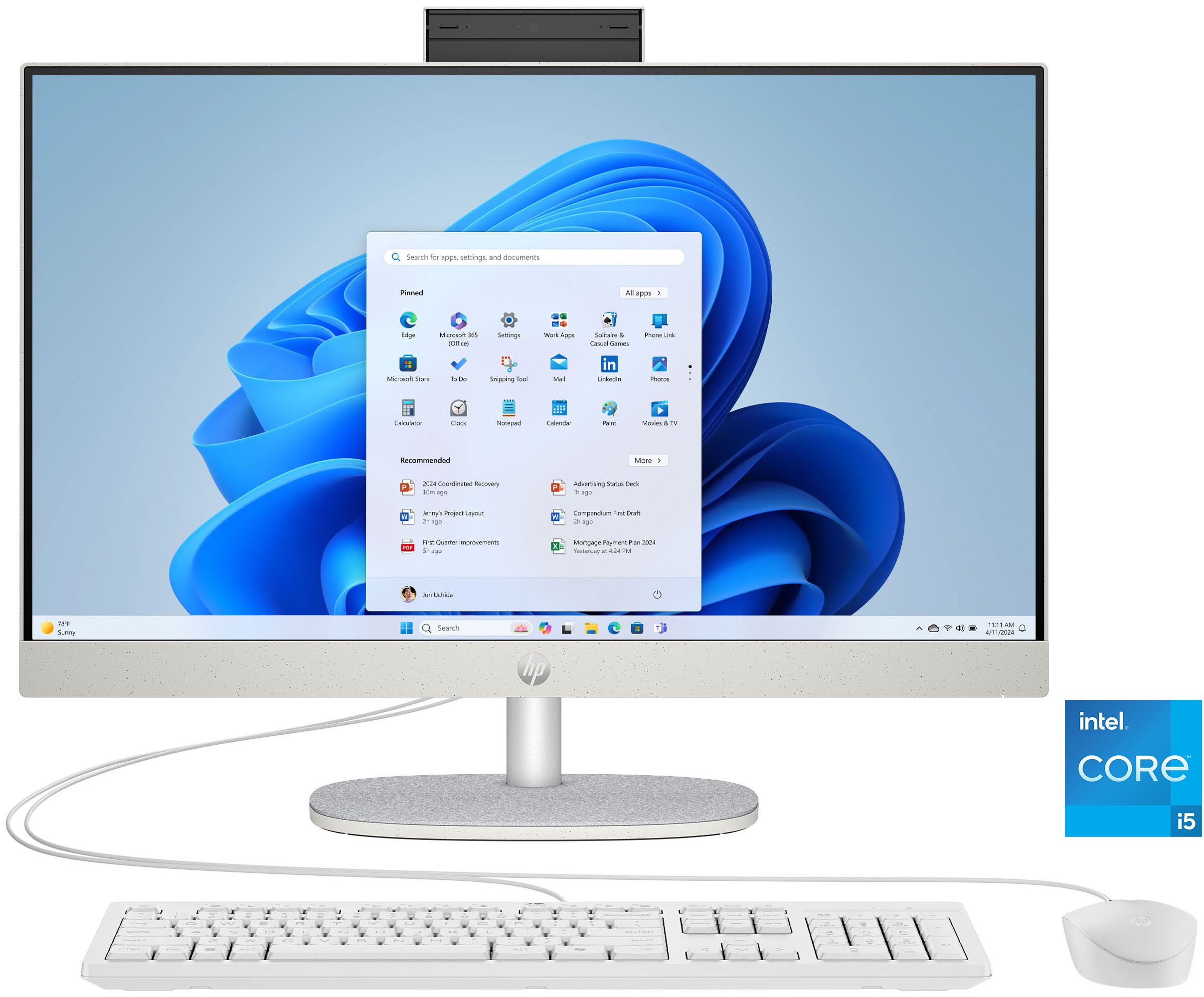HP 24-cr0000ng All-in-One PC (23,8 Zoll, Intel Core i5 1335U, Iris® Xe, 8 GB RAM, 512 GB SSD)