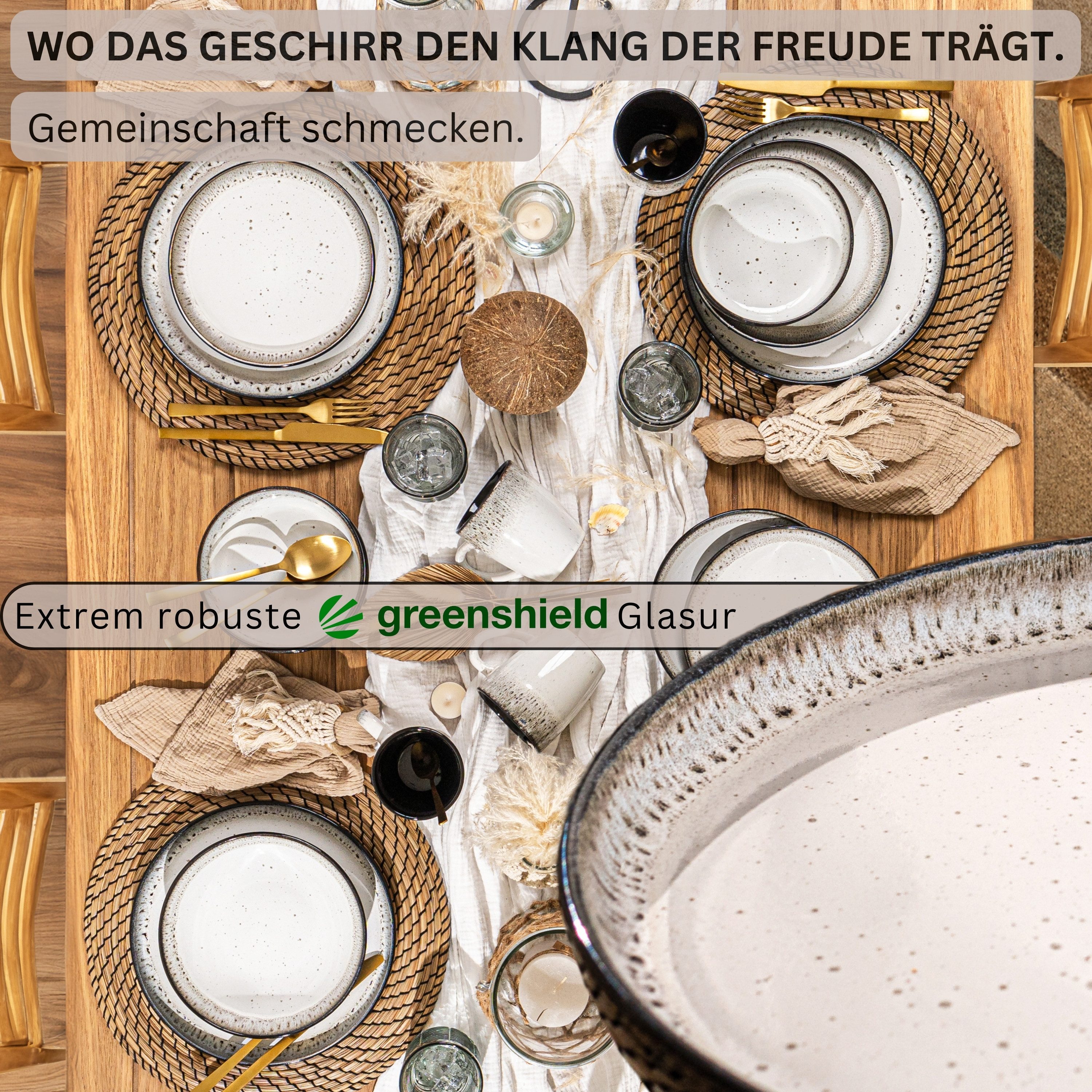 SÄNGER Teller Set Sansibar, (6 St), Speiseteller Set, 6 Personen, Steingut, Handmade, VALUE COLLECTION