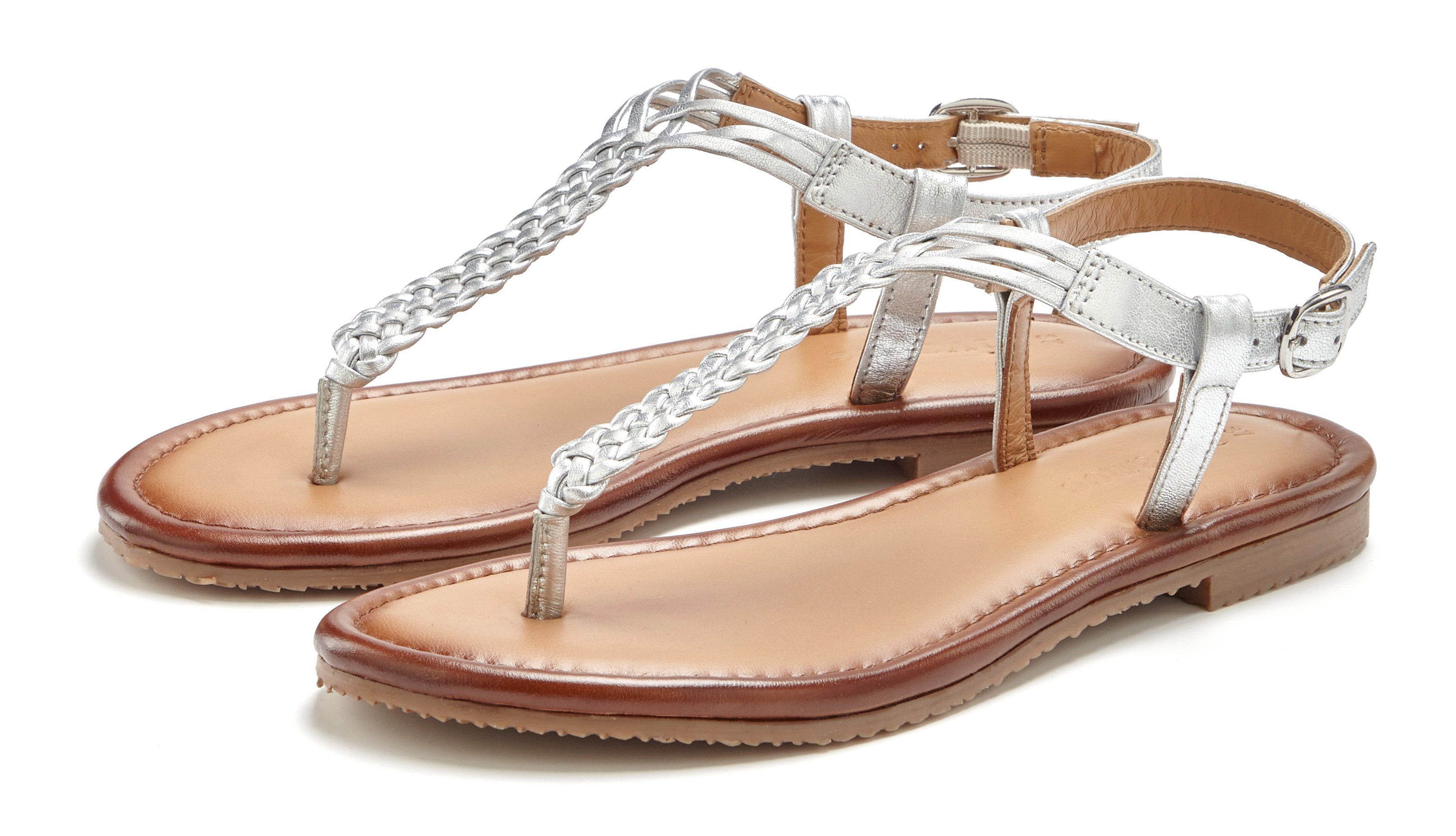 Vivance Zehentrenner Sandalette, Sommerschuh,Sandale aus Leder mit Flecht-Optik