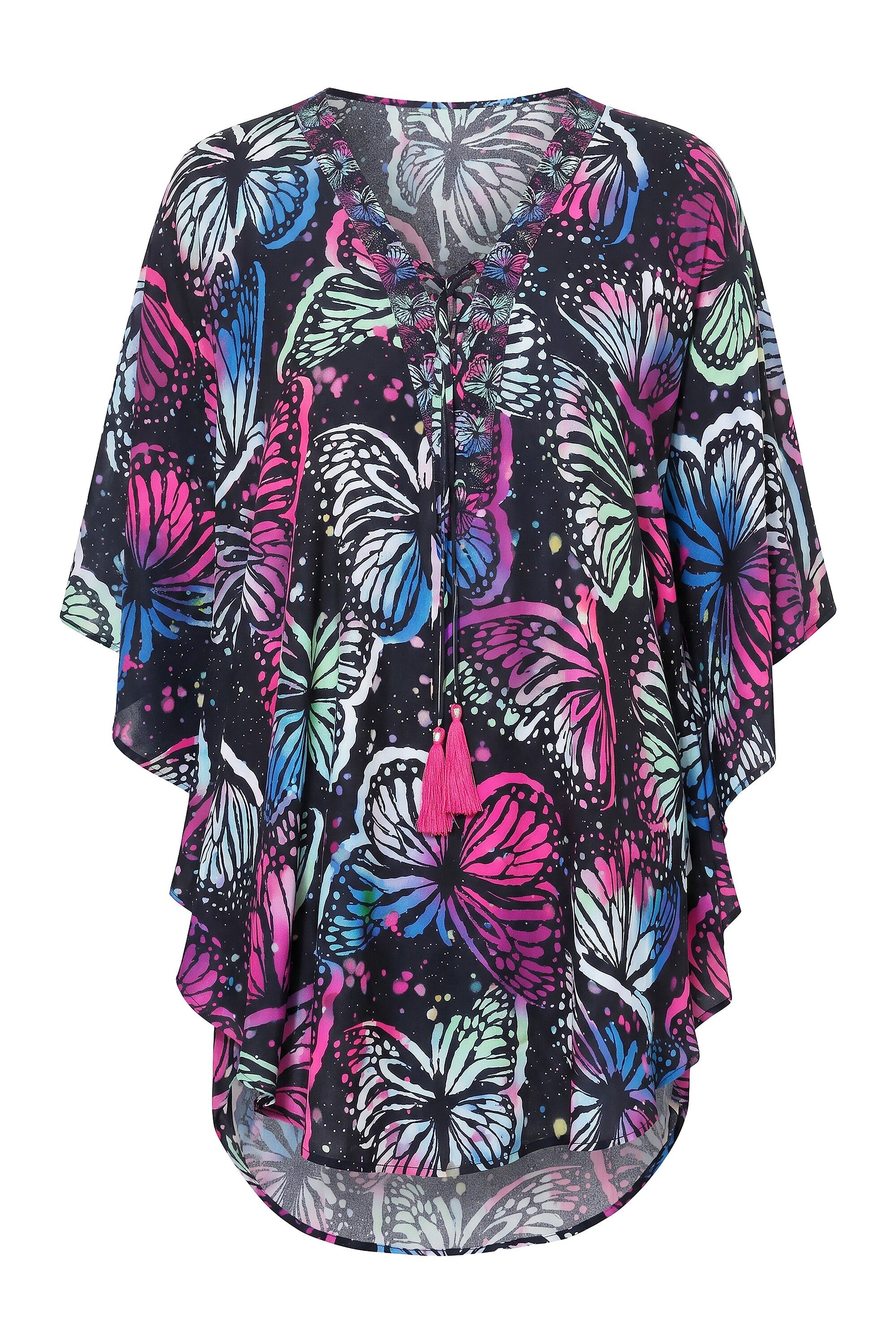 Angel of Style Tunika Blusenkaftan Loose Fit Allovermuster Halbarm
