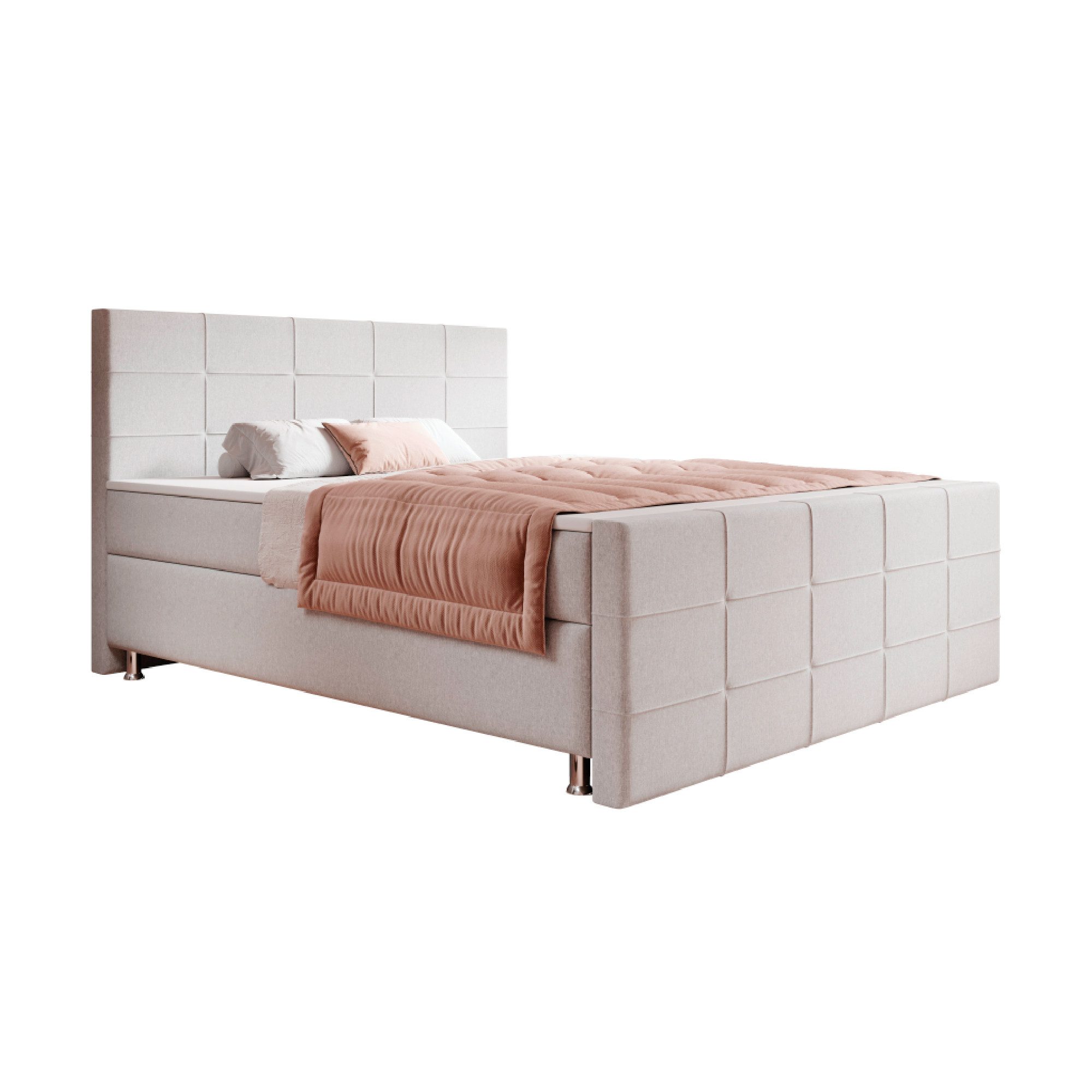 interbed Boxspringbett Florenz 180x200cm Webstoff (Bett 180x200 cm mit Fussteil Schlafbett Betten), inklusive Fußteil, Matratzen und Topper
