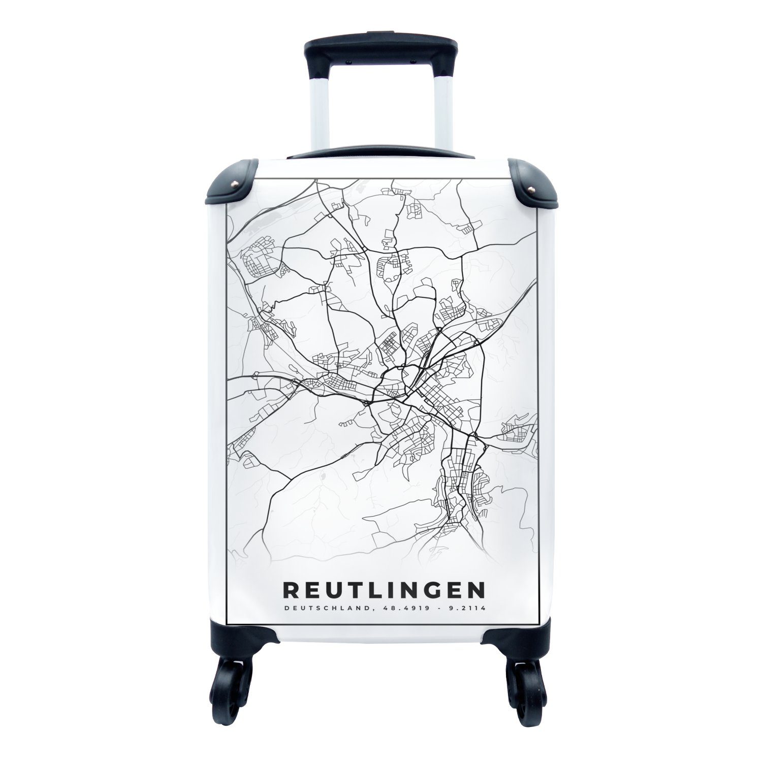 mit Handgepäck 4 Handgepäckkoffer für Reutlingen MuchoWow rollen, Reisekoffer Stadtplan, Trolley, Stadtplan - Rollen, Reisetasche Ferien, -