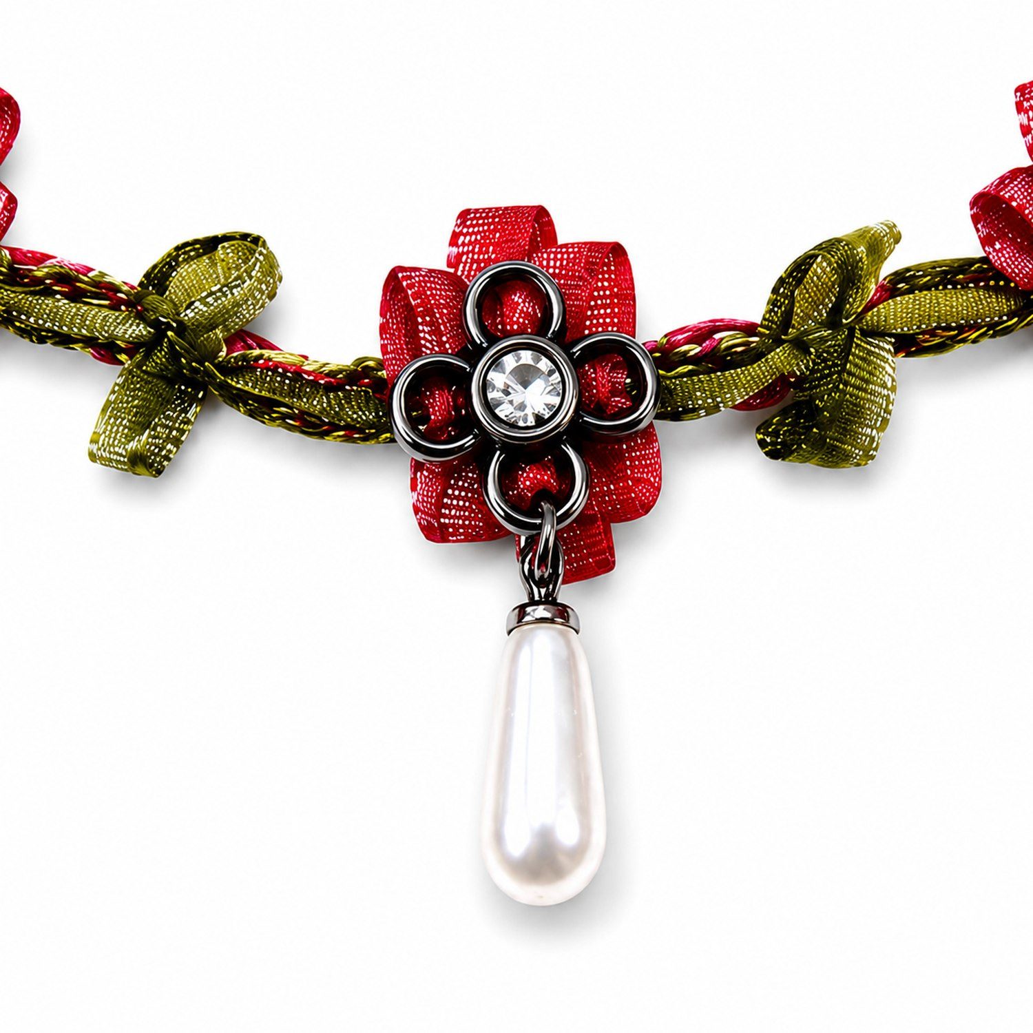 LUISIA® Kette mit Anhänger Stoffblütencollier 'Seraphine' Kropfband – Bild 3 von 5
