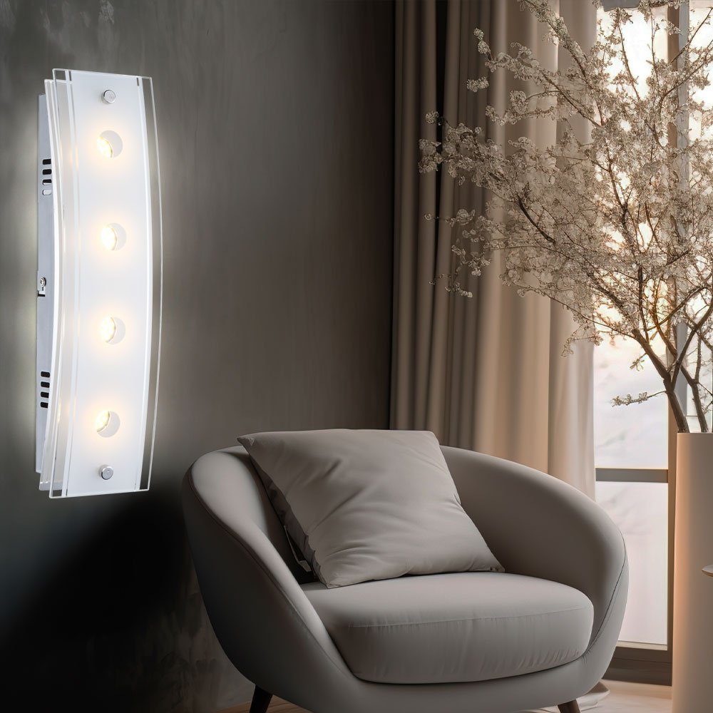 GLOBO LIGHTING LED Wandleuchte, LED-Leuchtmittel fest verbaut, Warmweiß, Wandleuchte Wandlampe Wohnzimmerleuchte Flurlampe 4 Flammig Chrom