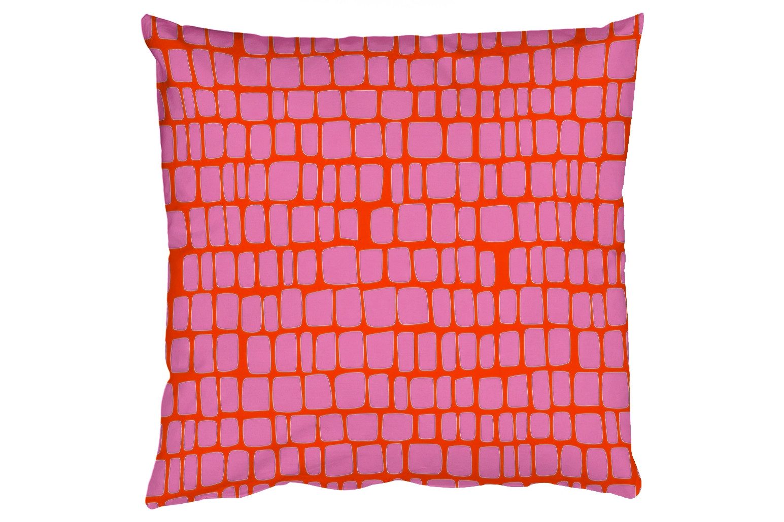 MuchoWow Dekokissen Bio - Gitter - Rosa, Zierkissen mit Kissenfüllung, Deko, Sofakissen, 50x50 cm