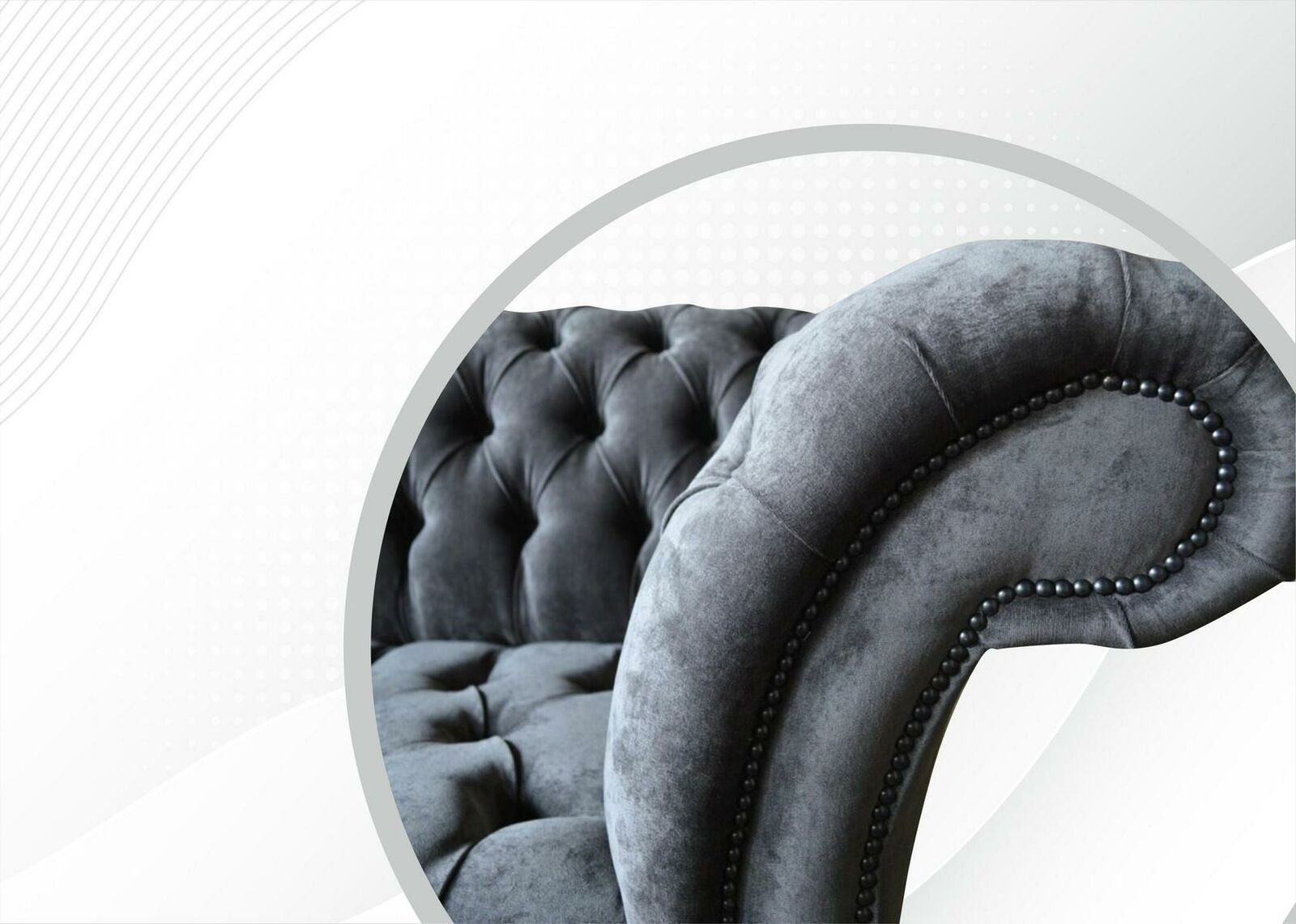 Luxus in Chesterfield-Sofa Chesterfield Made Wohnzimmermöbel Europe grauer Sitzer 2 Neu, JVmoebel